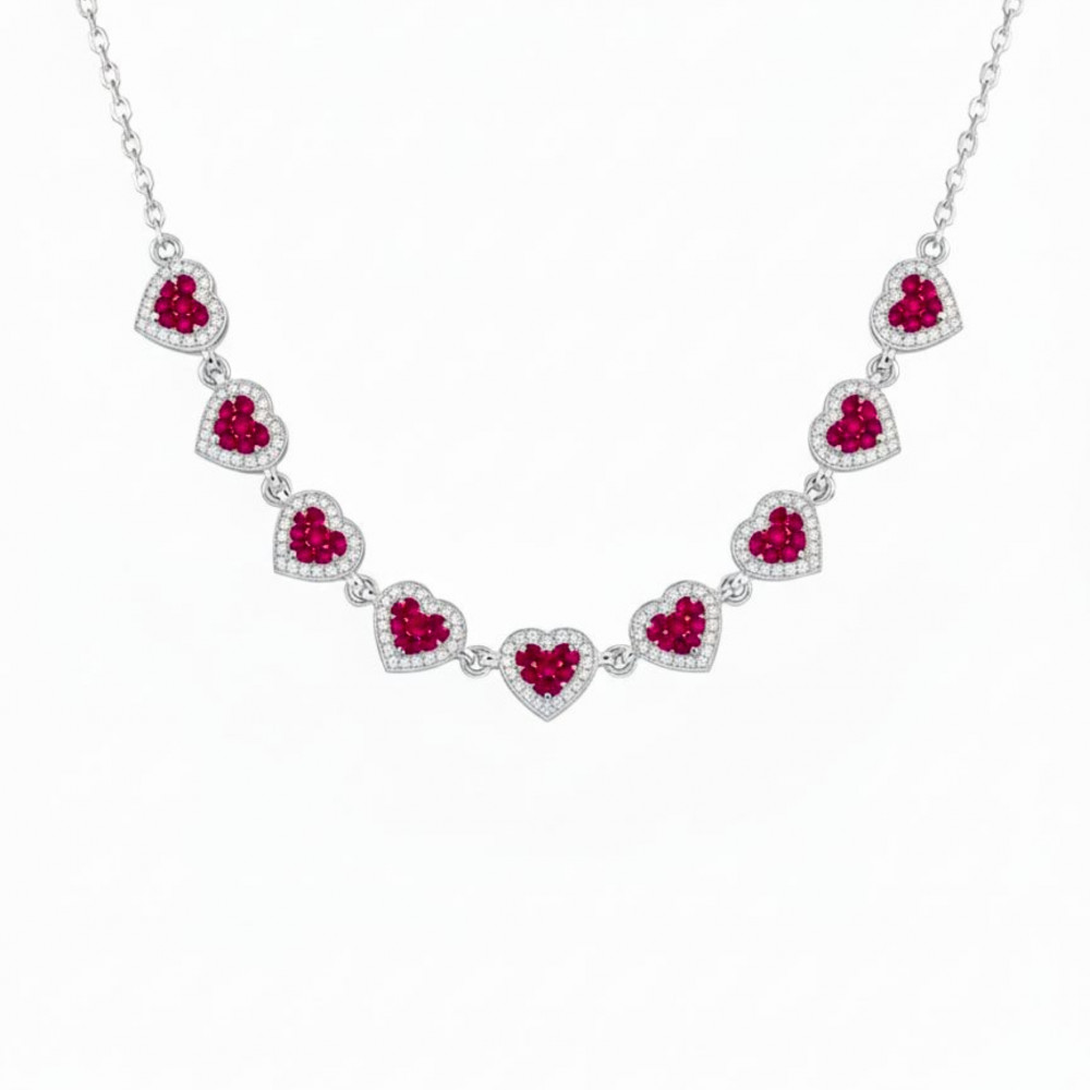 Image of Ruby Heart Shape Pendant Necklace