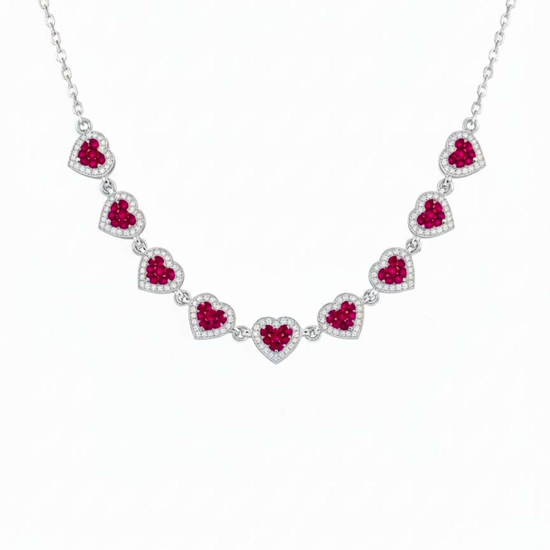Ruby Heart Shape Pendant Necklace