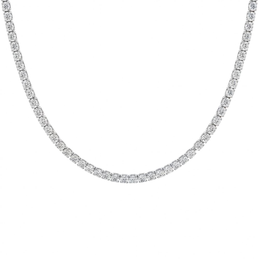 Image of Single Line Diamond Necklace in White Gold