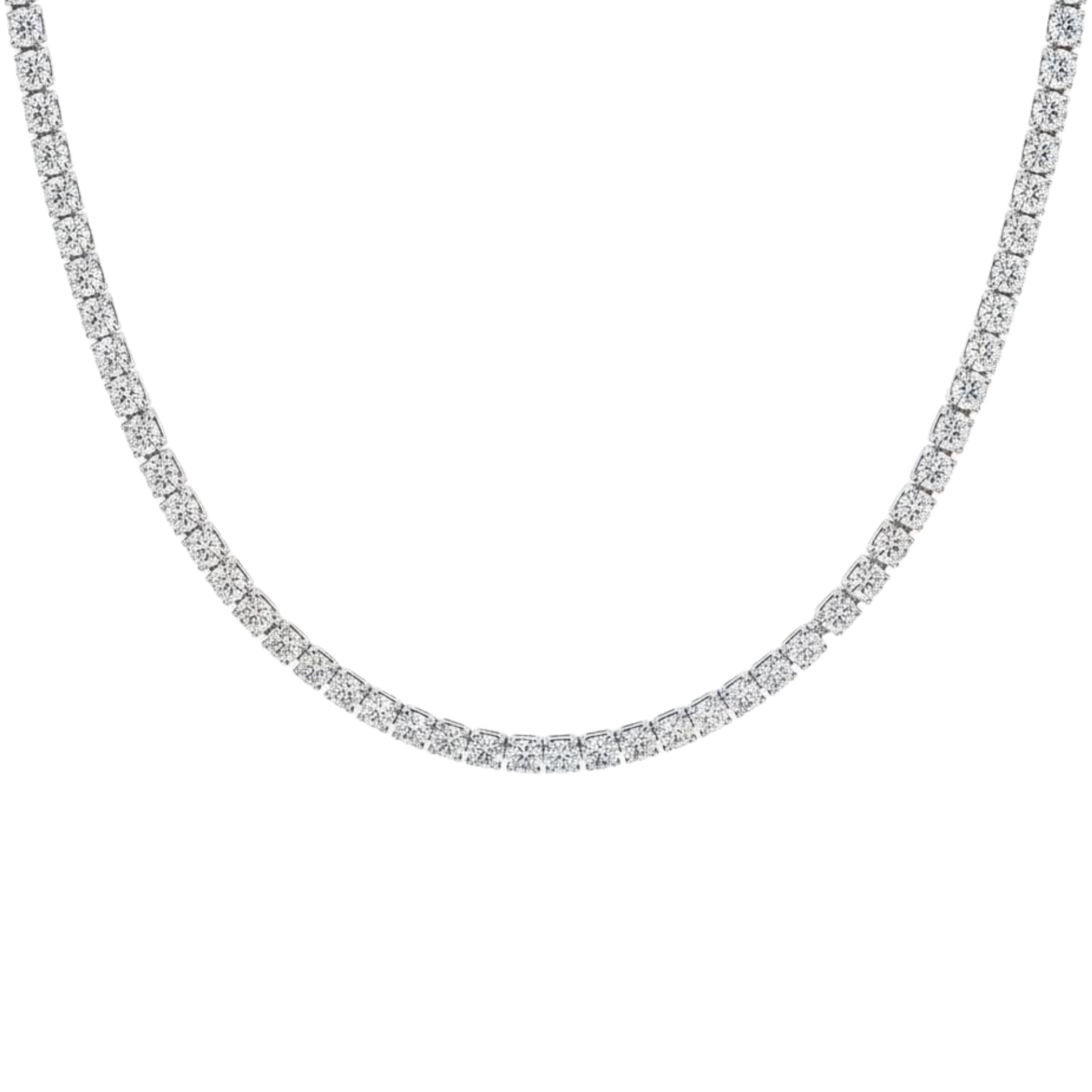 Single Line Diamond Necklace in White Gold