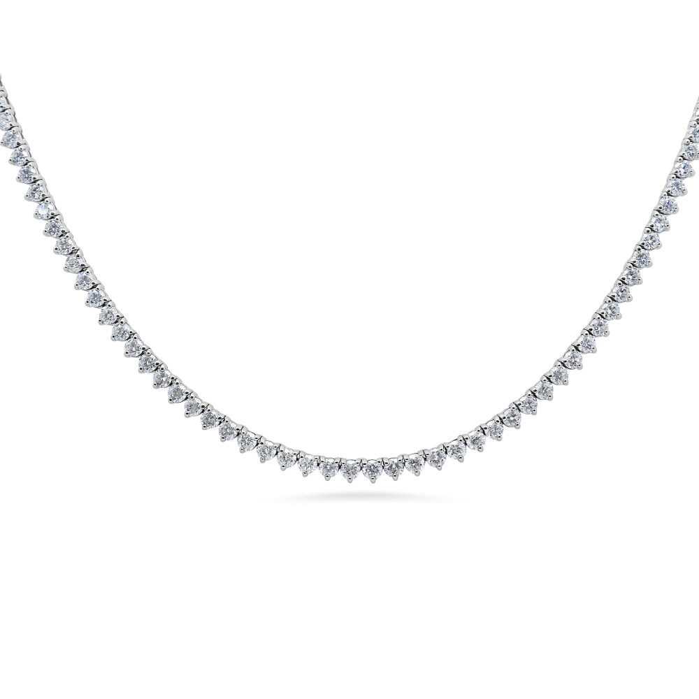 Image of 18K Natural Diamond 3-Prong Tennis Necklace