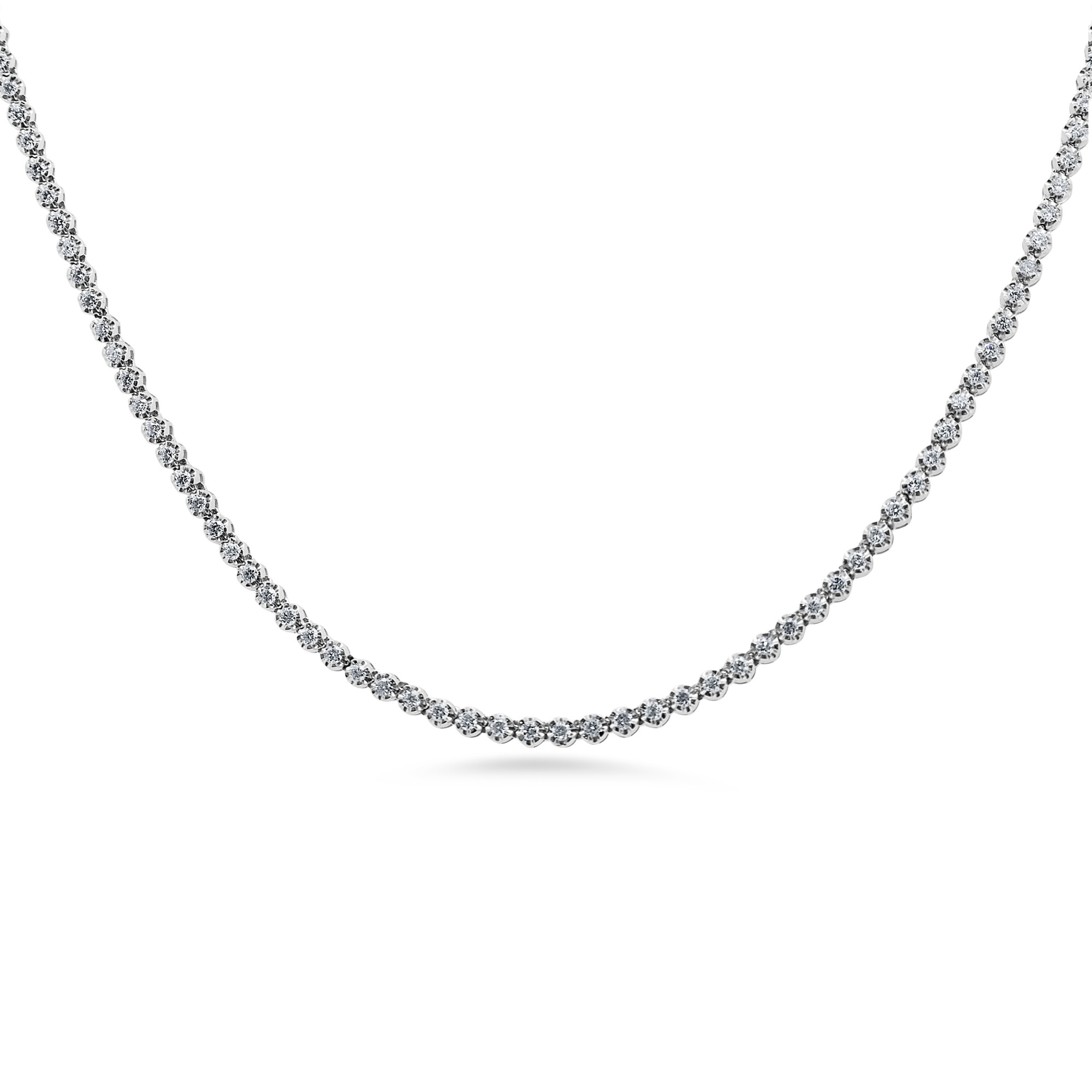 14K Natural Diamond Tiger Prong Necklace