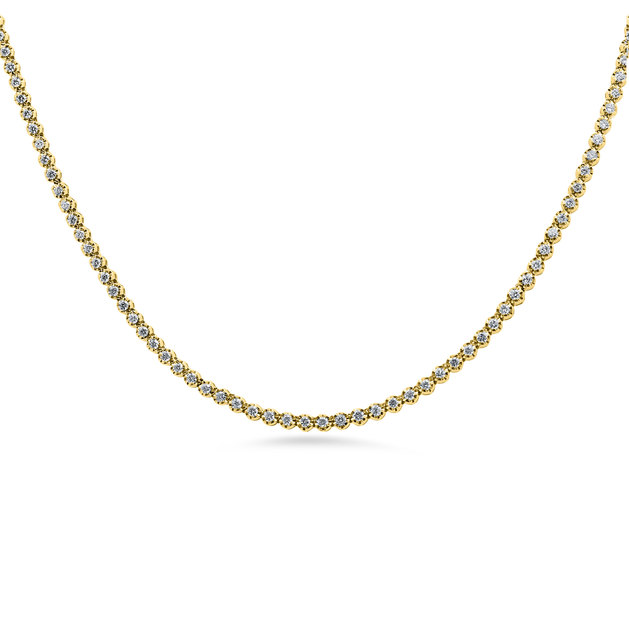 14K Natural Diamond Tiger Prong Necklace