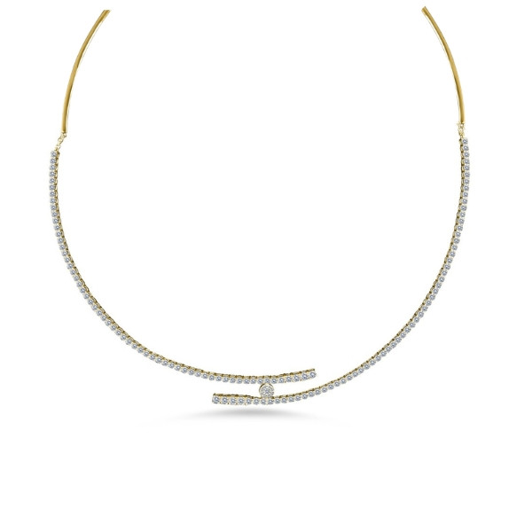 18K Natural Diamond Bypass Collar Necklace