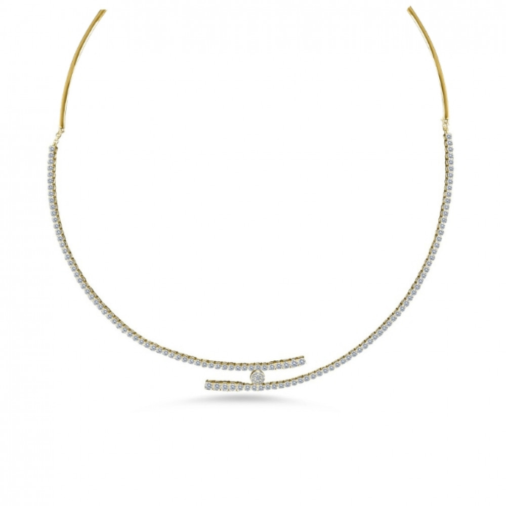 Image of 18K Natural Diamond Bypass Collar Necklace