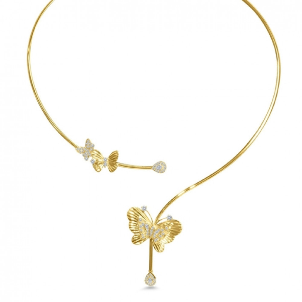 Image of 18K Open Collar Butterfly Necklace