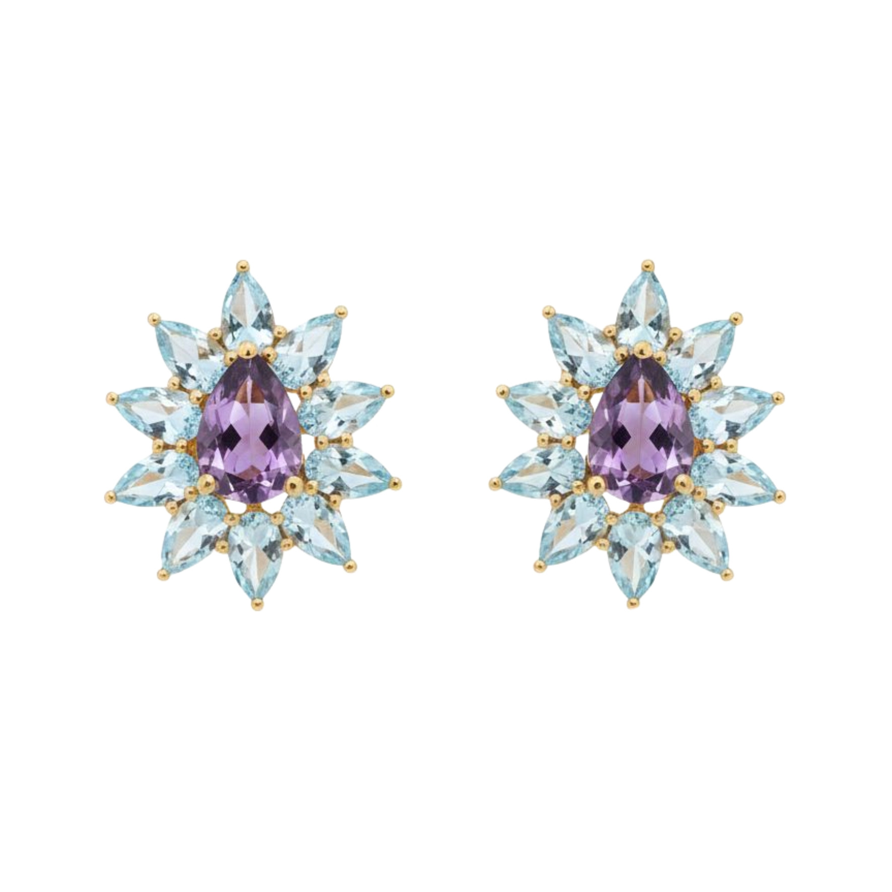 Amethyst Bloom Cluster Stud Earrings