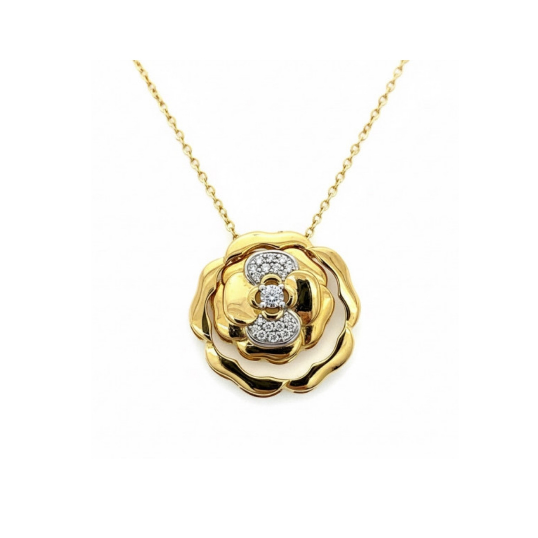 Gold Heart Floral Diamond Pendant