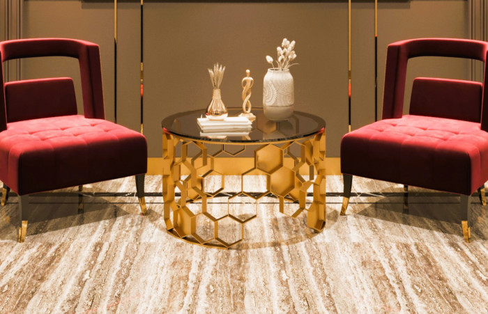 Luxury accent table in a living room decor.