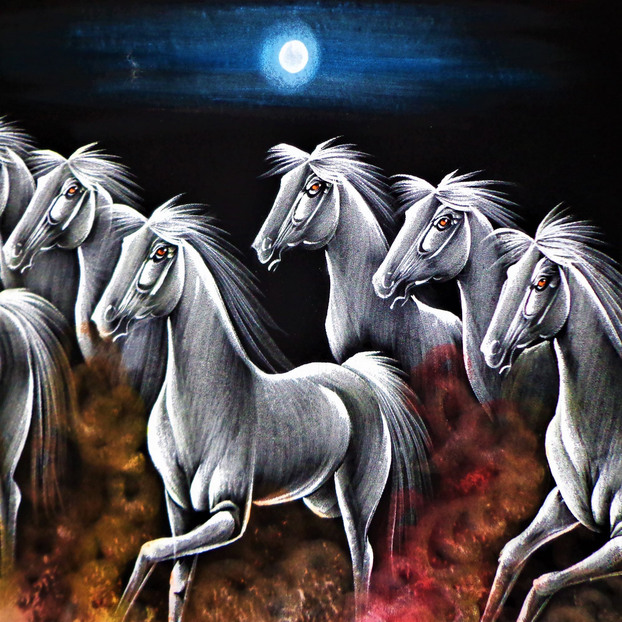 CHEVAL Stallion Painting Velvet Canavas Wall Art