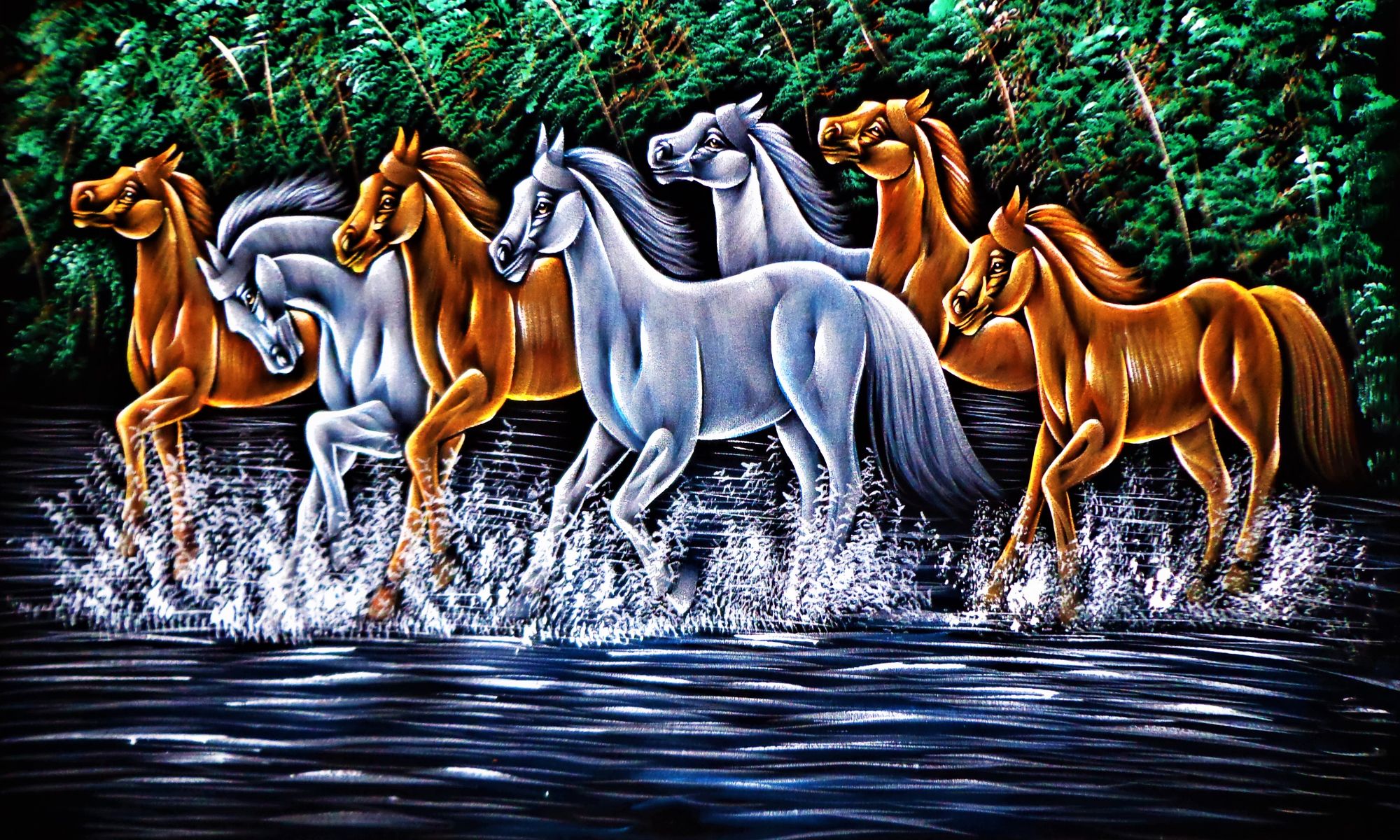 CHEVAL Stallion Wall Painting Velvet Canavas Art