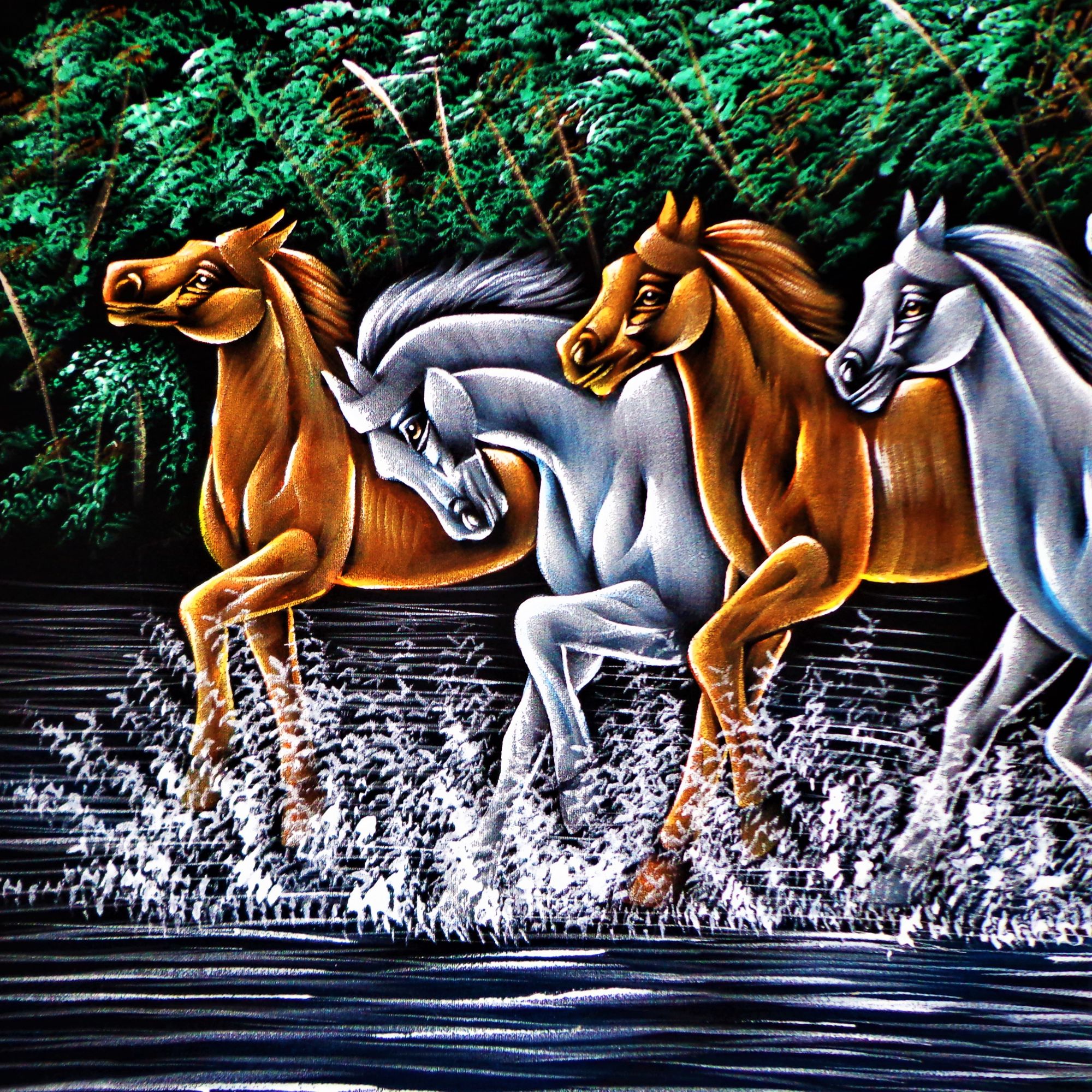 CHEVAL Stallion Wall Painting Velvet Canavas Art
