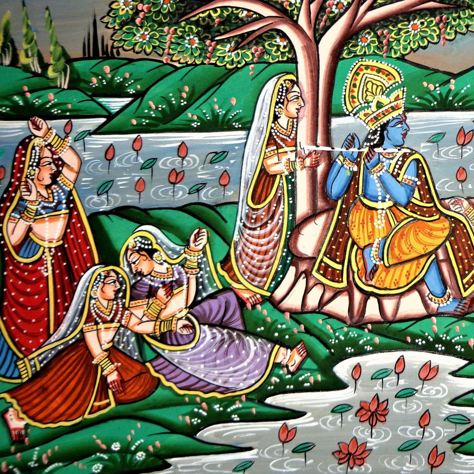 Radha Krishna Miniature Art Rajasthani Painting