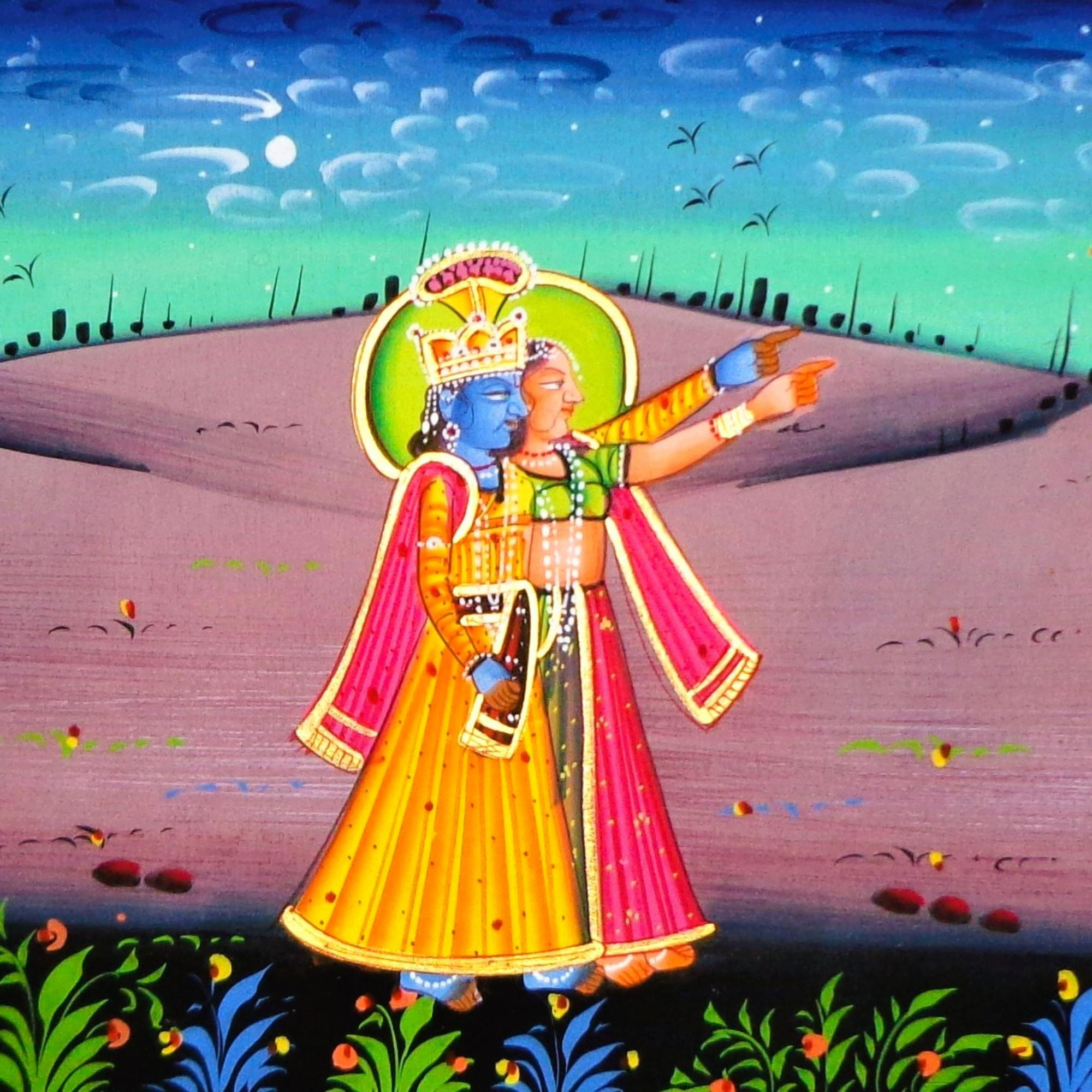 Radha Krishna Leela Miniature Art Rajasthani Painting - MA21