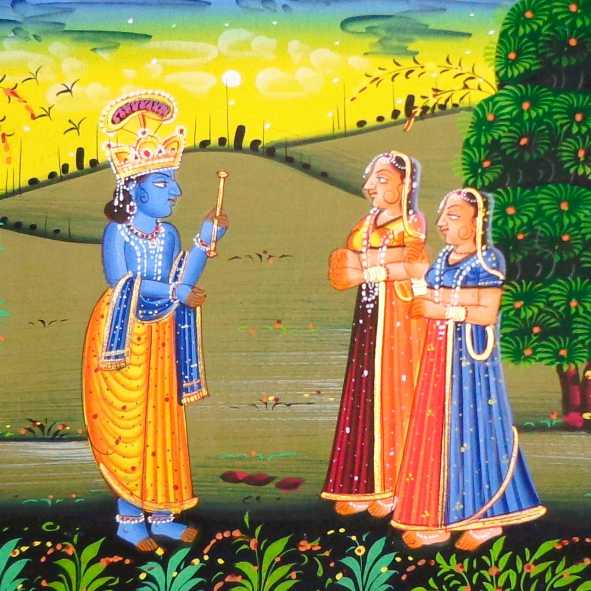 Radha Krishna Leela Miniature Art Rajasthani Painting - MA22