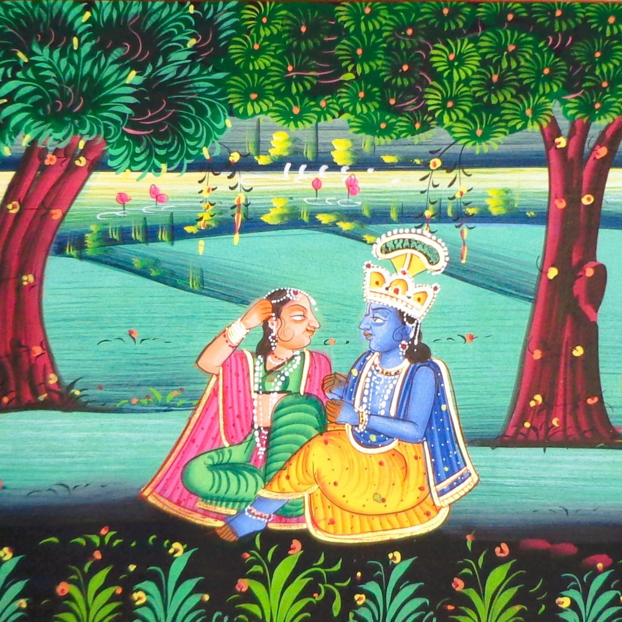 Radha Krishna Leela Miniature Art Rajasthani Painting - MA23