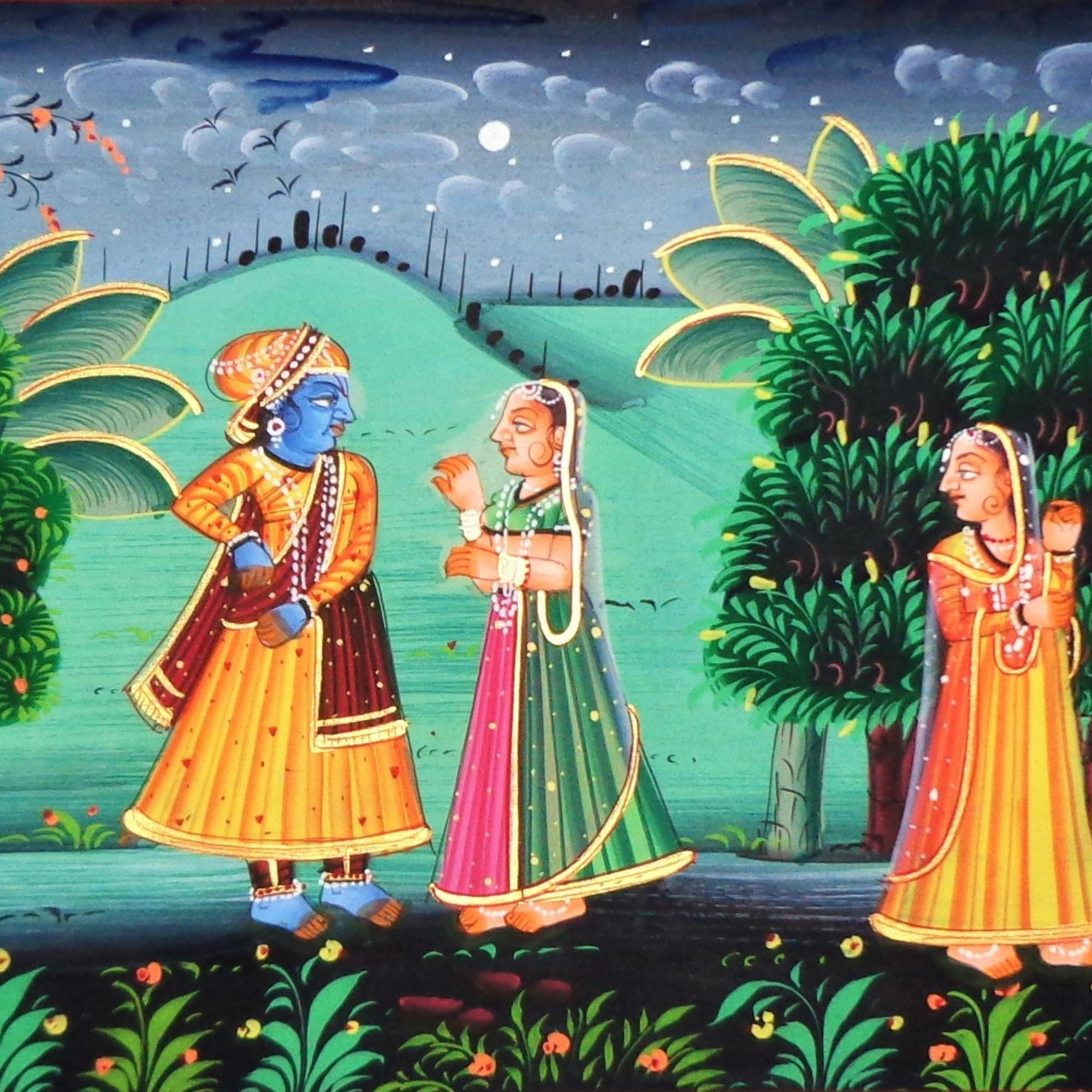 Radha Krishna Leela Miniature Art Rajasthani Painting - MA24