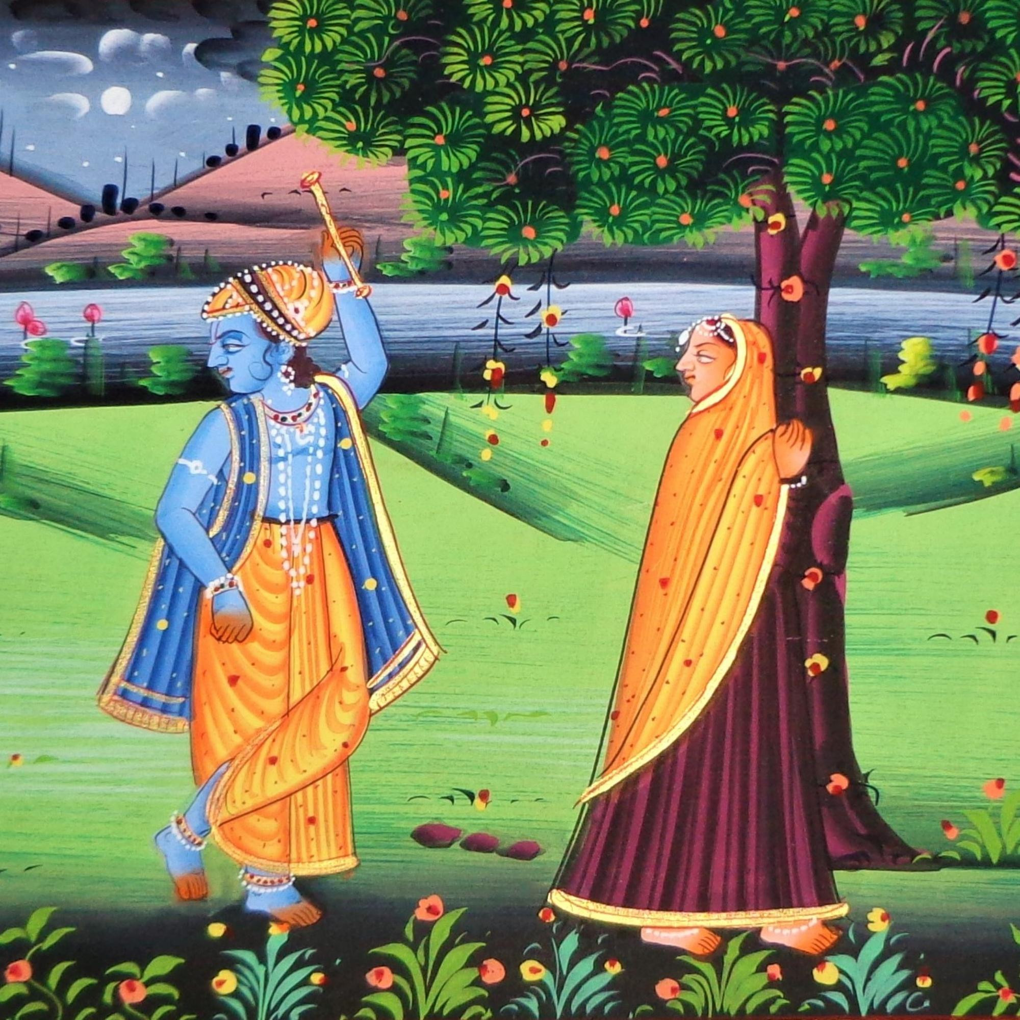 Radha Krishna Leela Miniature Art Rajasthani Painting - MA25