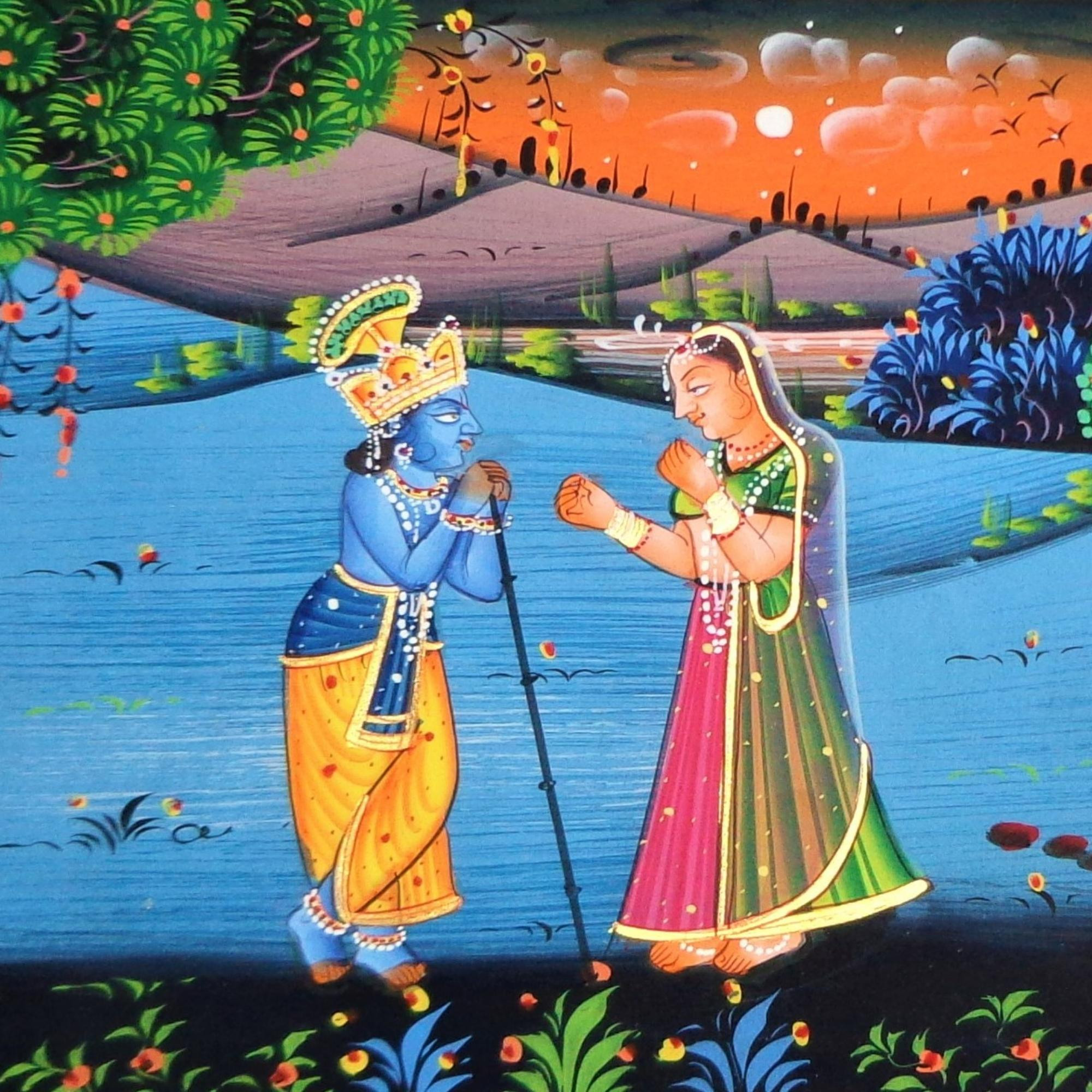 Radha Krishna Leela Miniature Art Rajasthani Painting - MA26