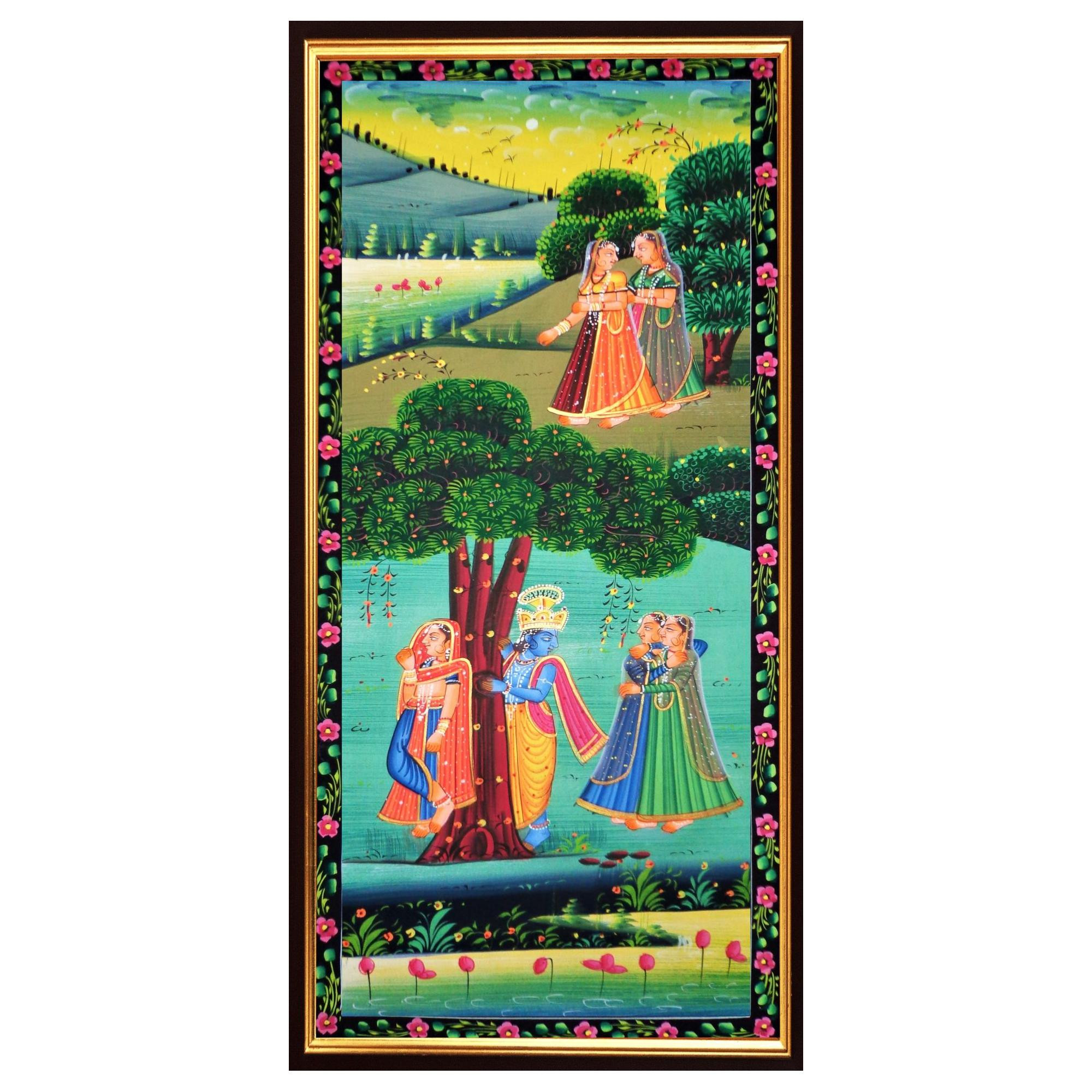 Radha Krishna Leela Miniature Art Rajasthani Painting - MA27