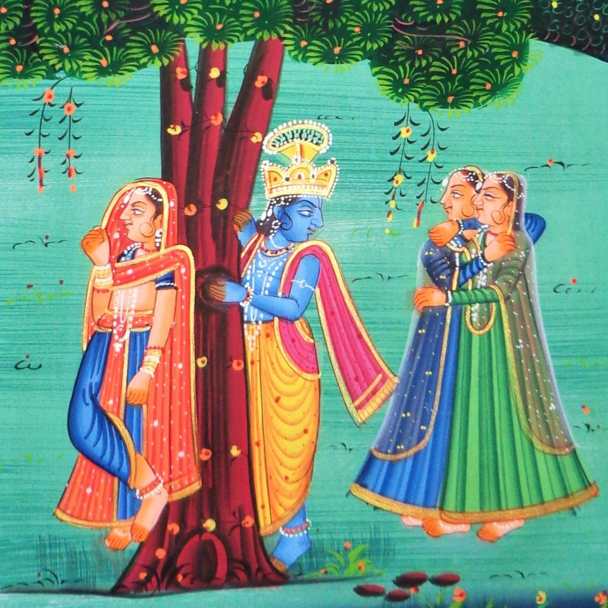 Radha Krishna Leela Miniature Art Rajasthani Painting - MA27