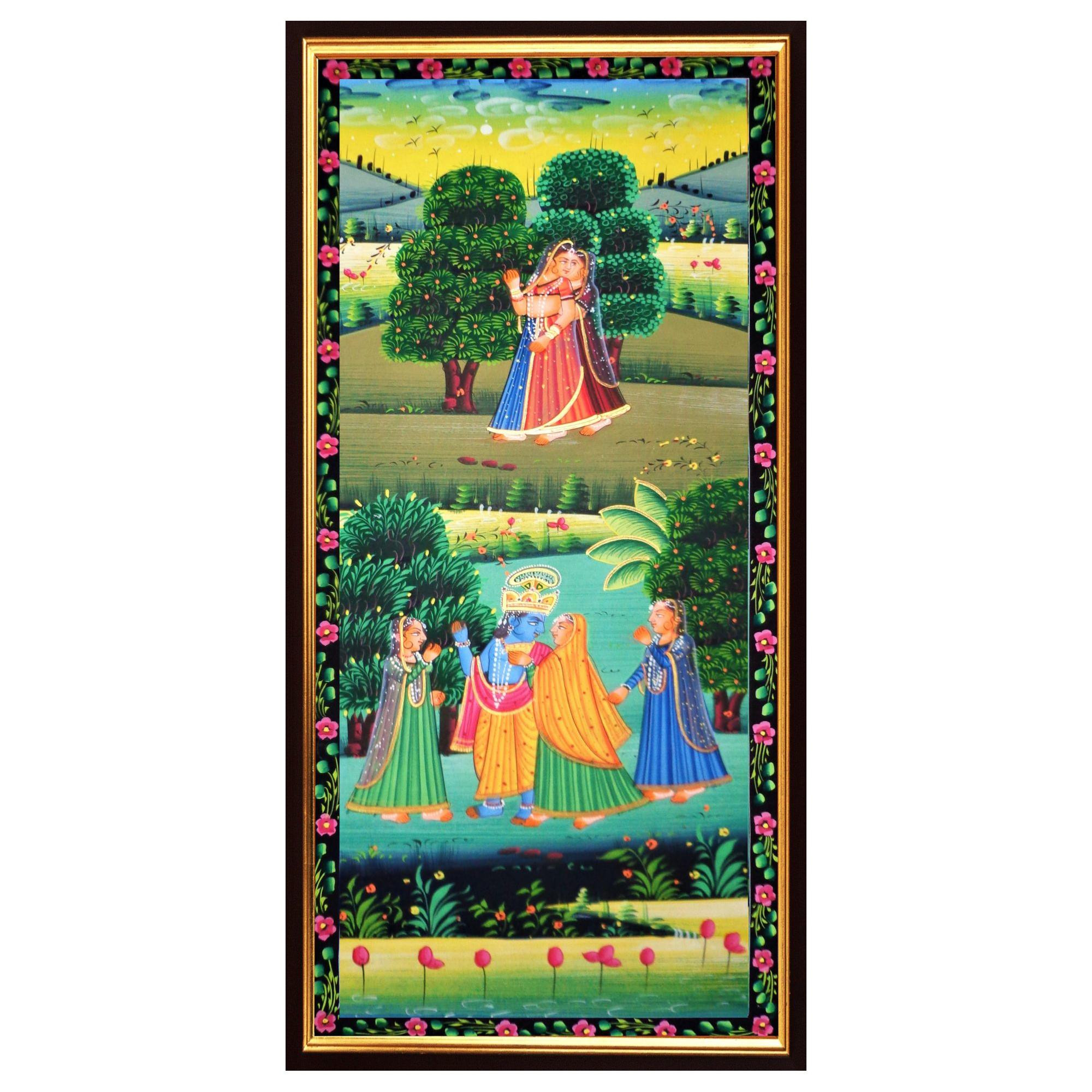 Radha Krishna Leela Miniature Art Rajasthani Painting - MA28