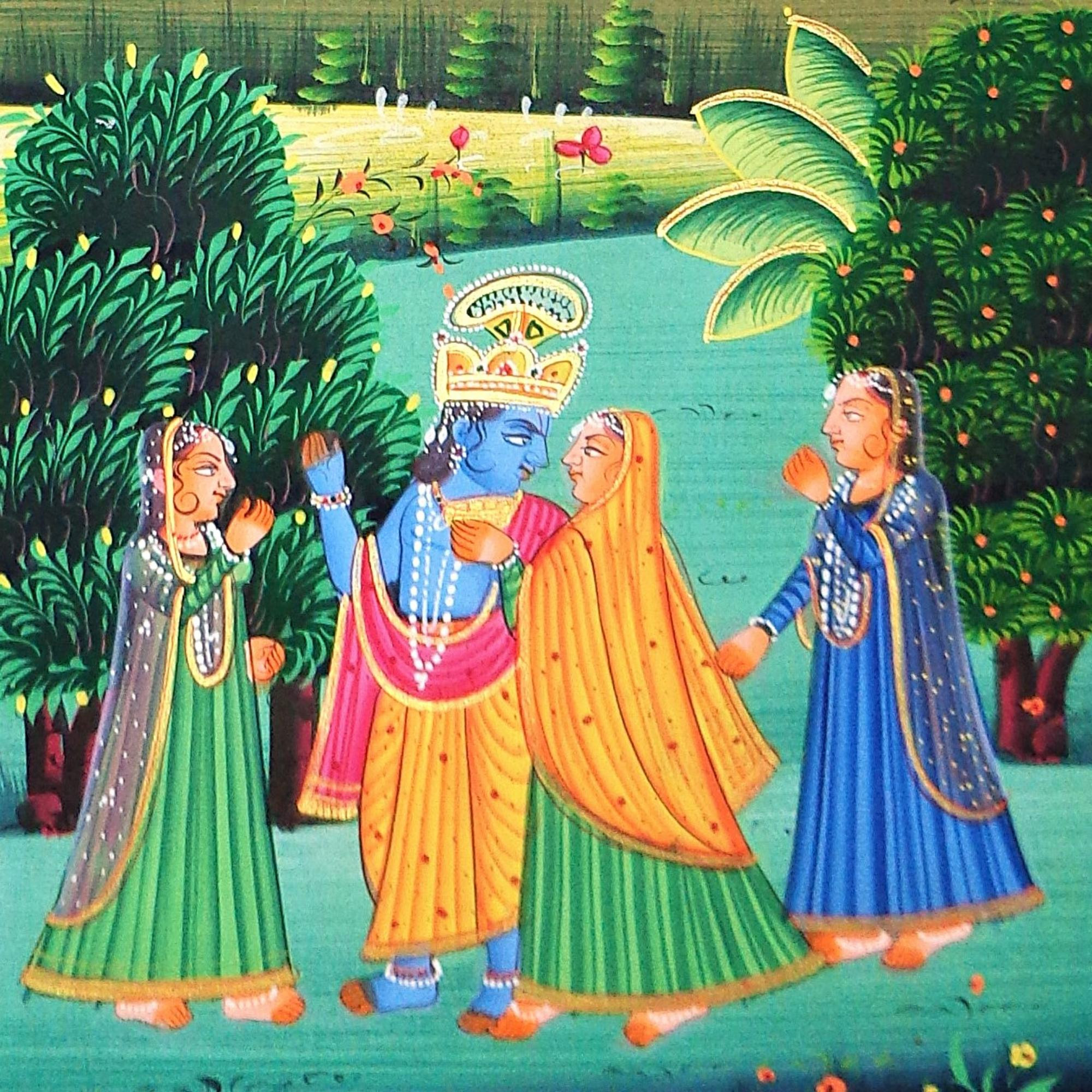 Radha Krishna Leela Miniature Art Rajasthani Painting - MA28