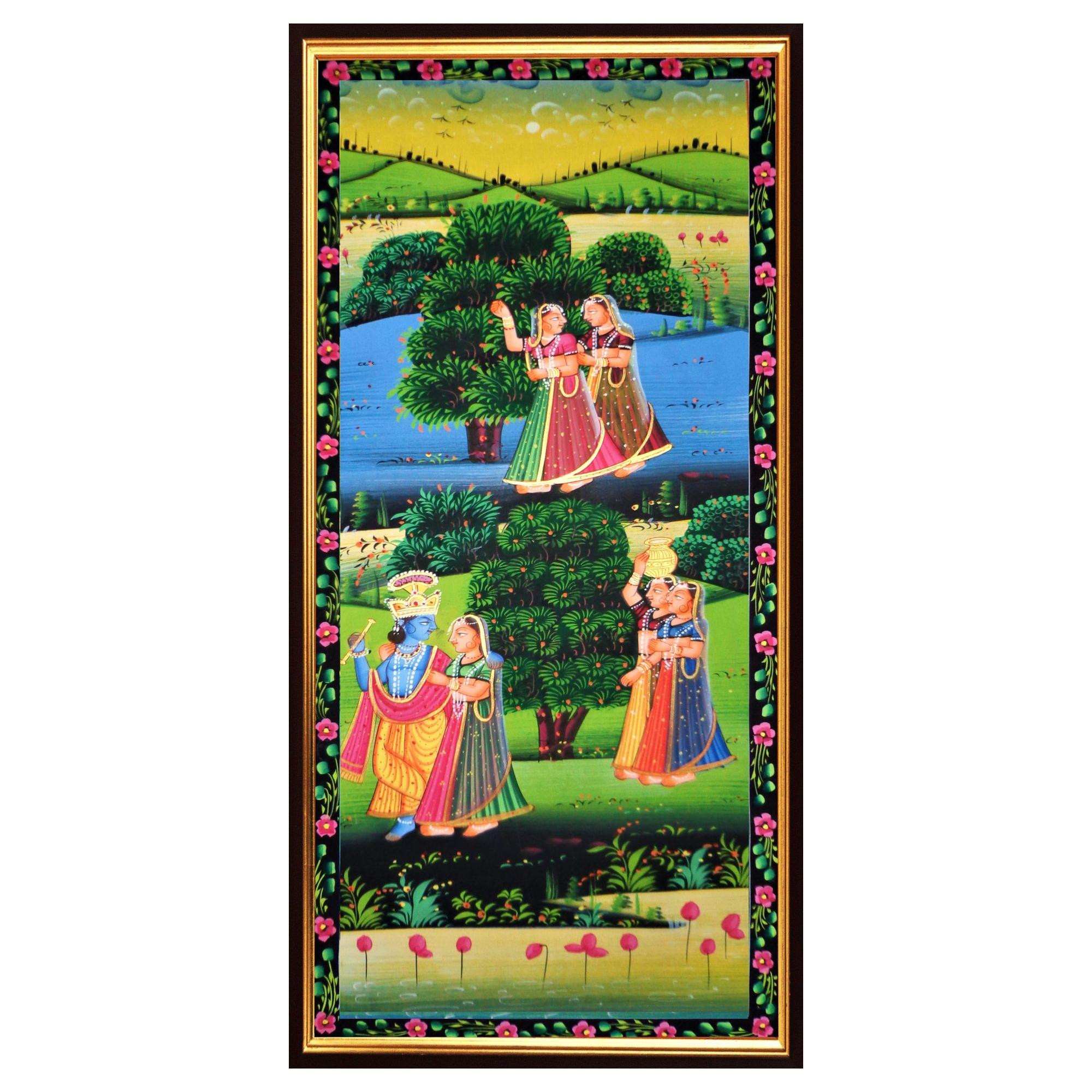 Radha Krishna Leela Miniature Art Rajasthani Painting - MA29