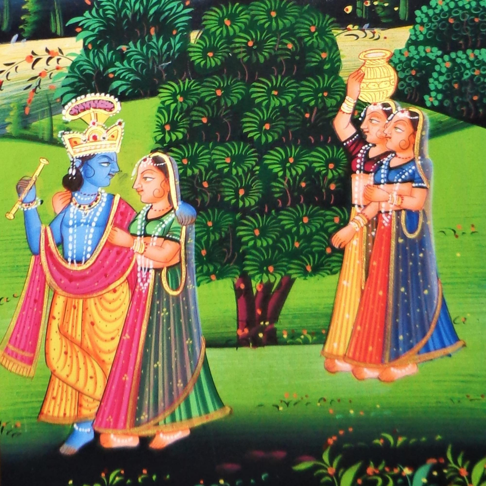 Radha Krishna Leela Miniature Art Rajasthani Painting - MA29