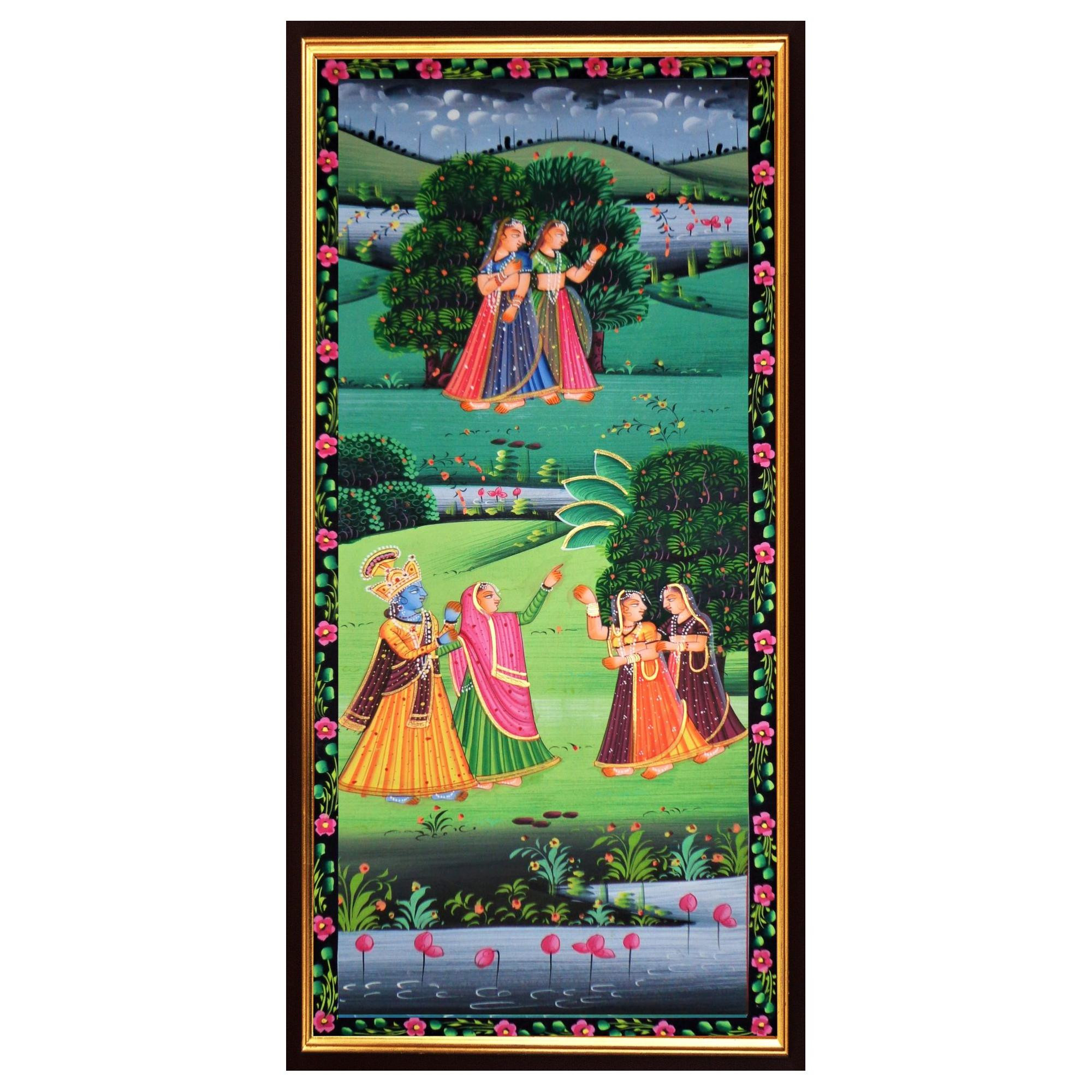 Radha Krishna Leela Miniature Art Rajasthani Painting - MA30