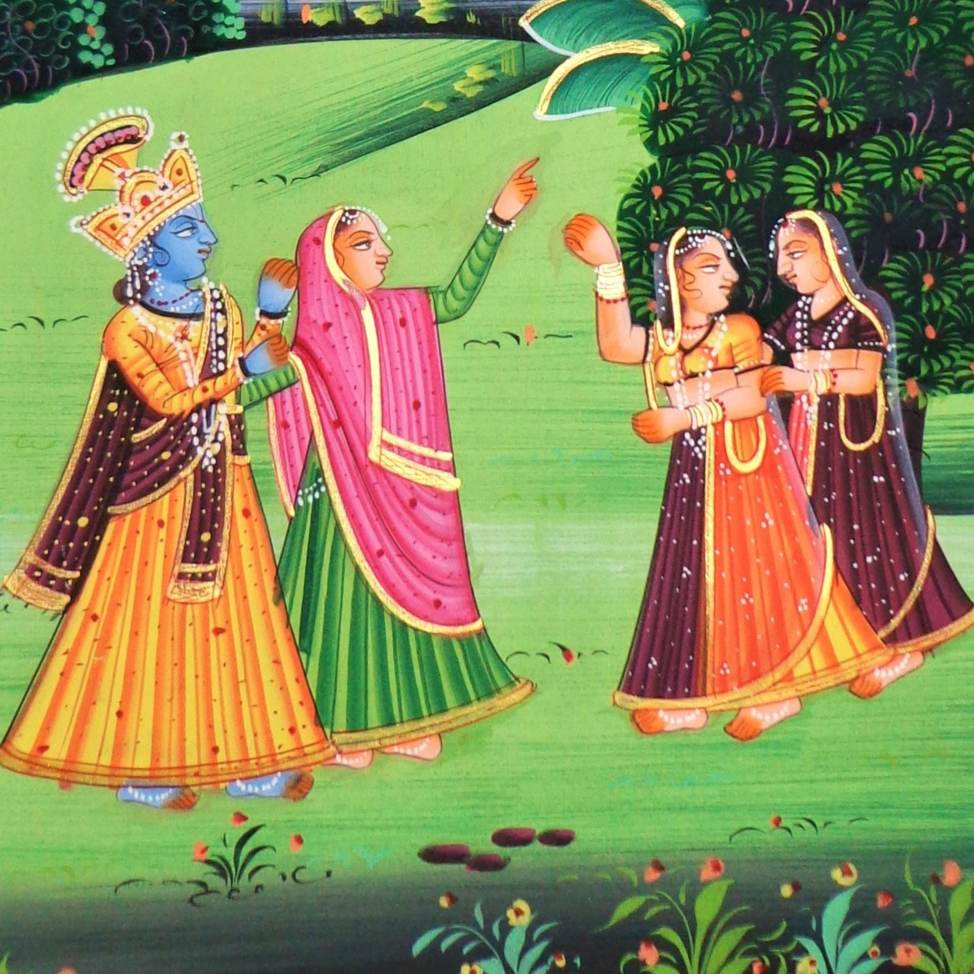 Radha Krishna Leela Miniature Art Rajasthani Painting - MA30