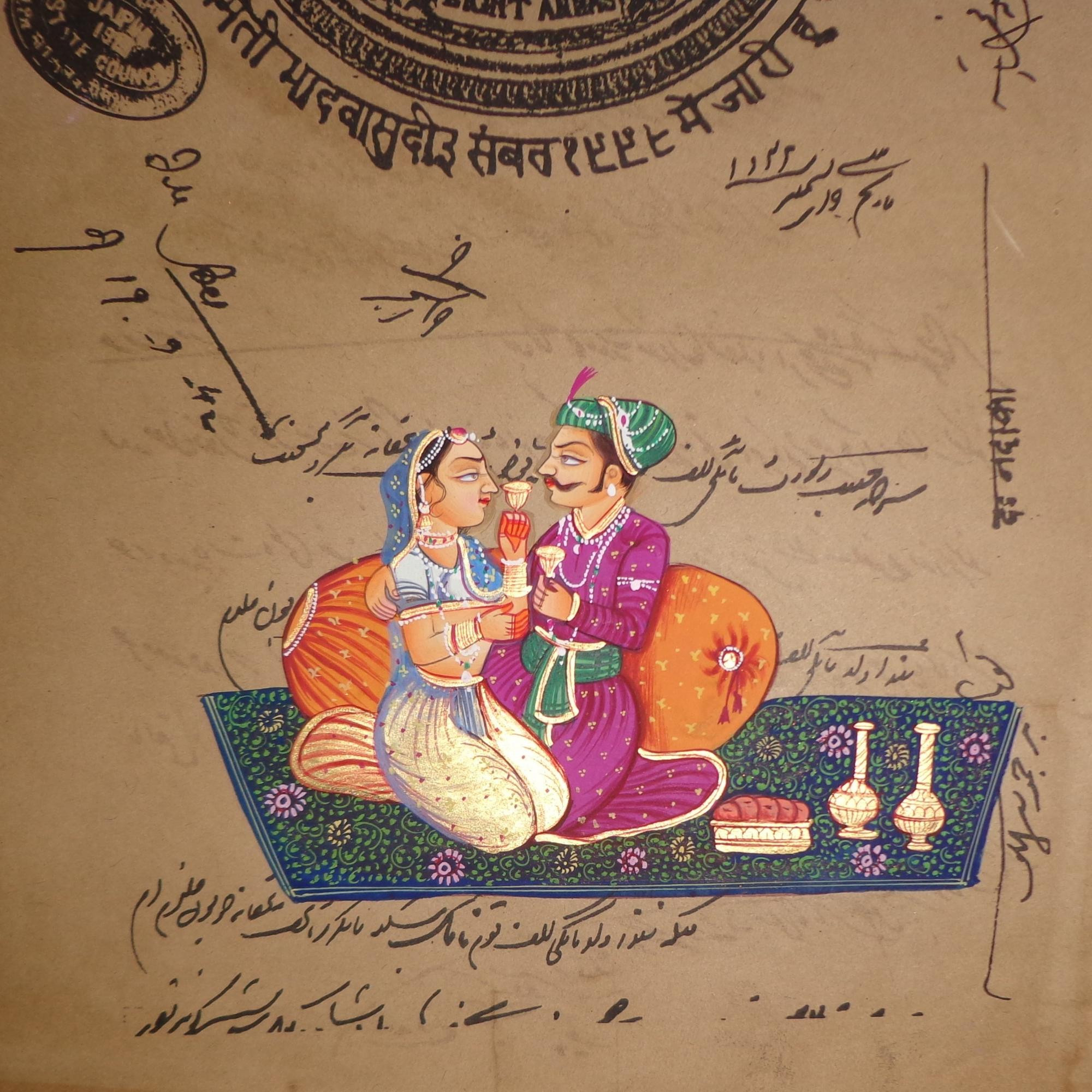 Royal King Queen Stamp Paper Art Rajasthani Painting