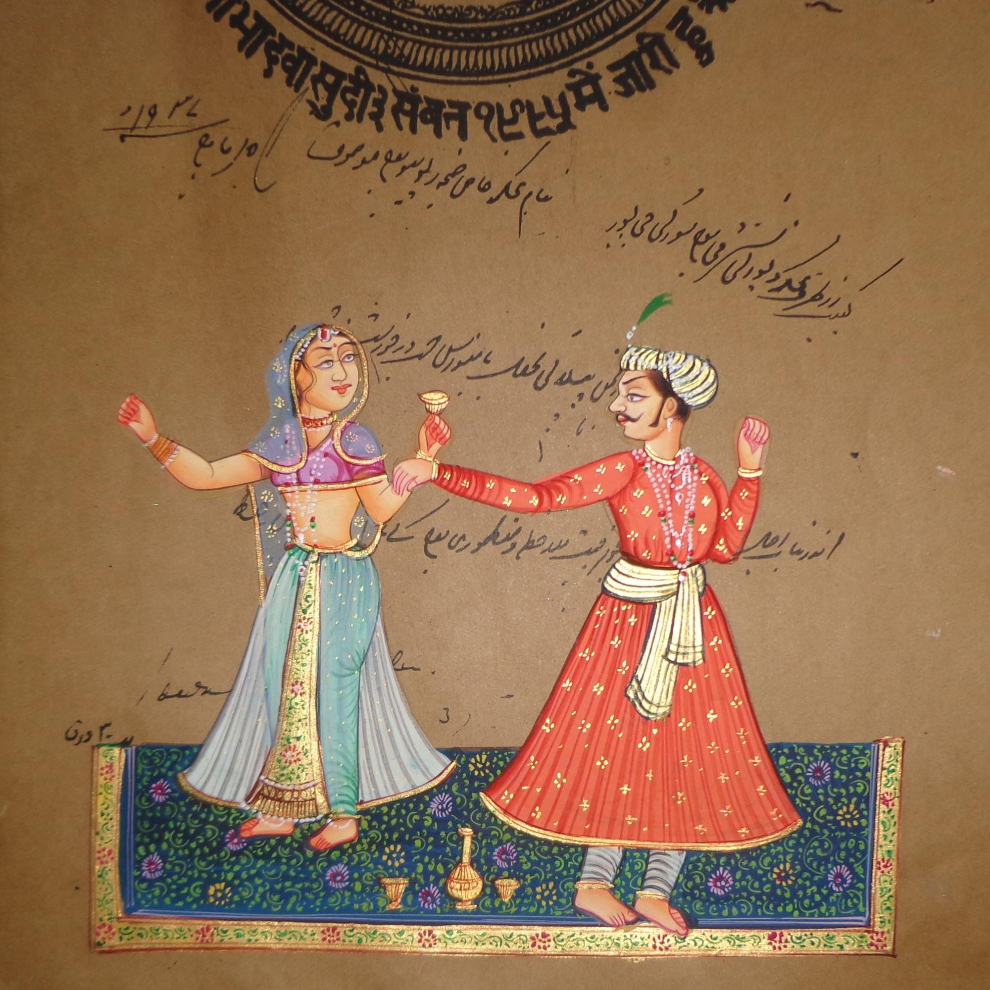 Royal King Queen Stamp Paper Art Rajasthani Painting