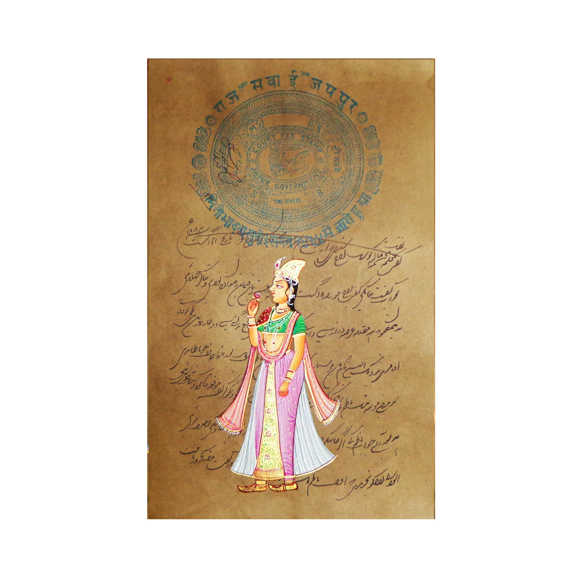 Royal Queen Stamp Paper Art Rajasthani Painting