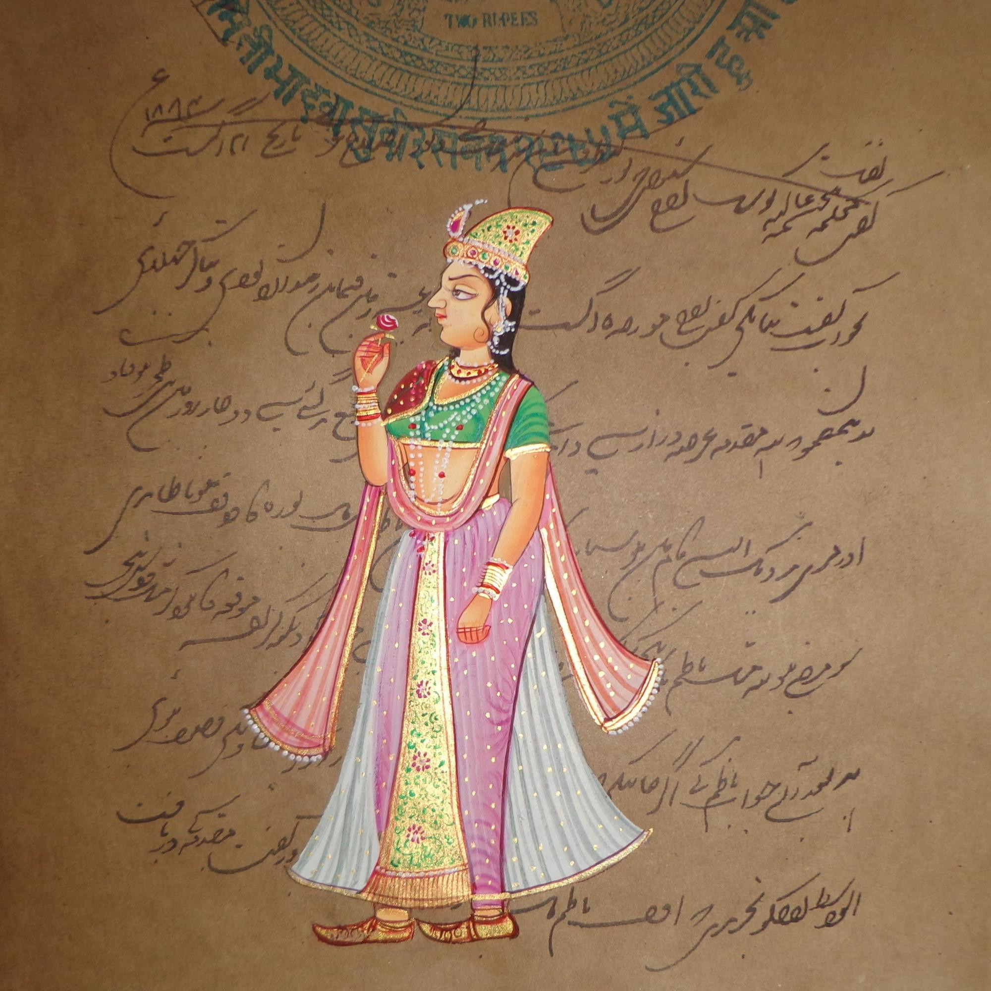 Royal Queen Stamp Paper Art Rajasthani Painting