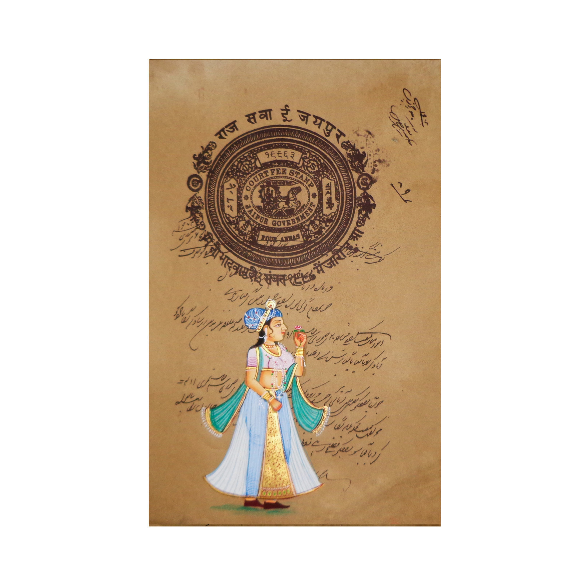 Royal Queen Stamp Paper Art Rajasthani Painting