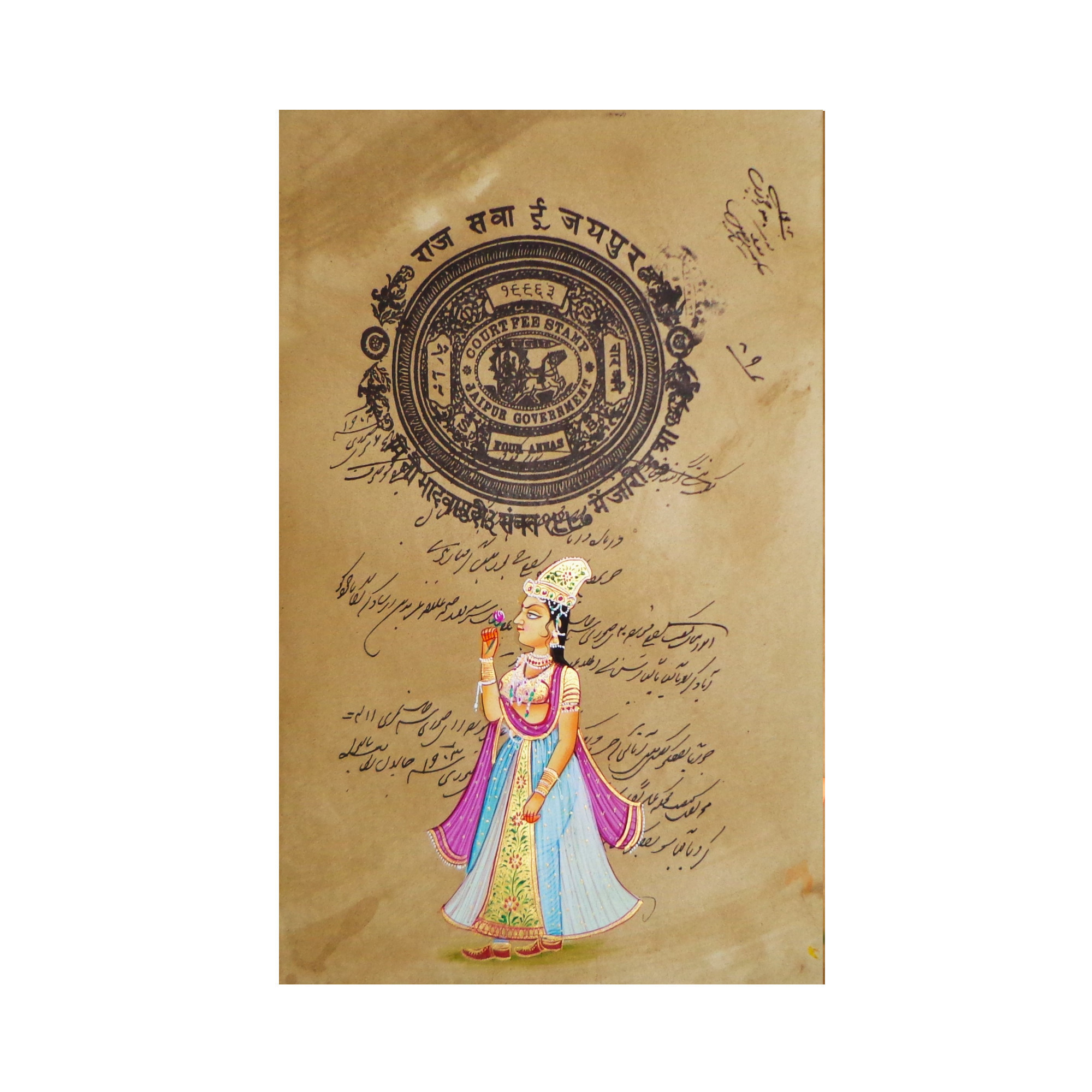 Royal Queen Stamp Paper Art Rajasthani Painting
