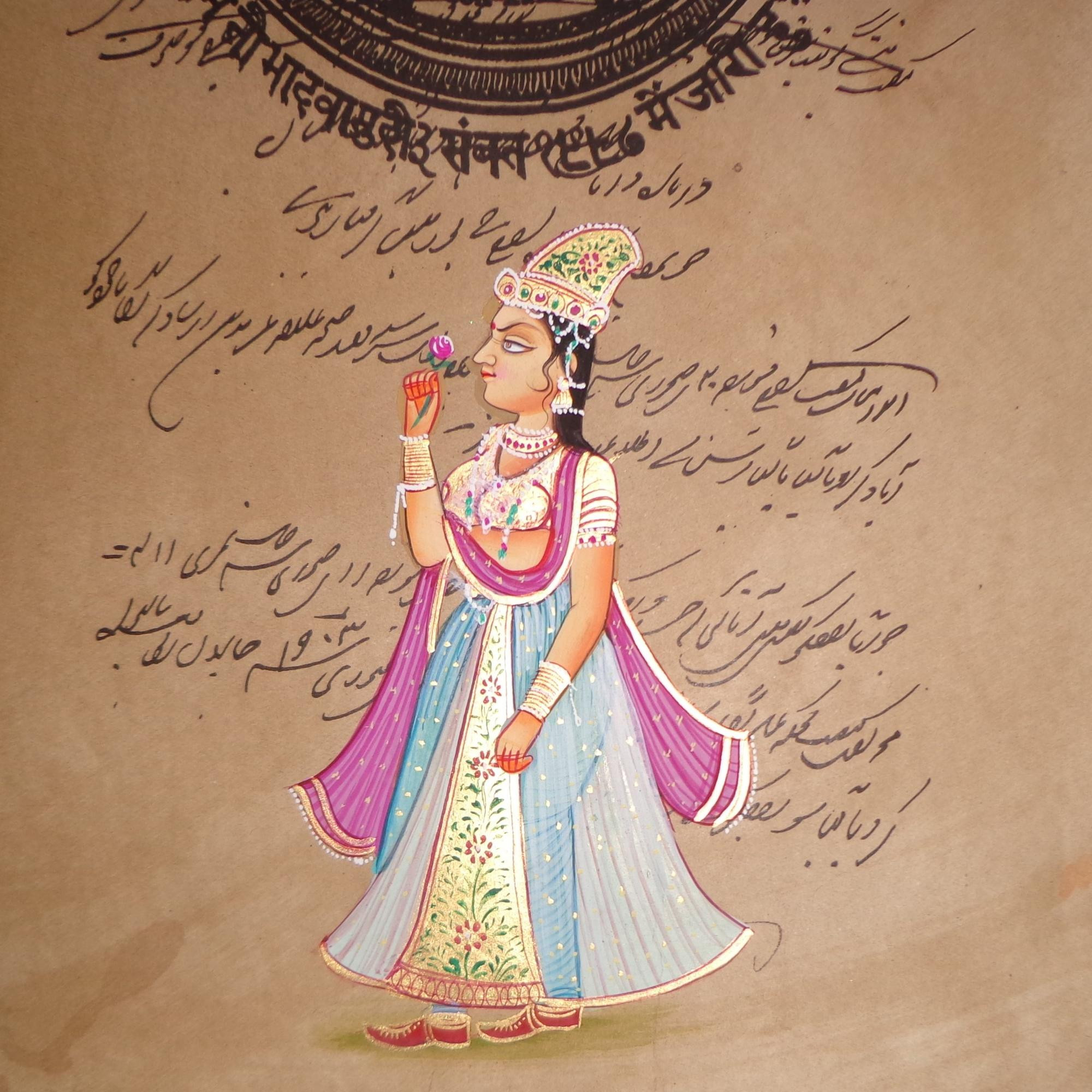 Royal Queen Stamp Paper Art Rajasthani Painting