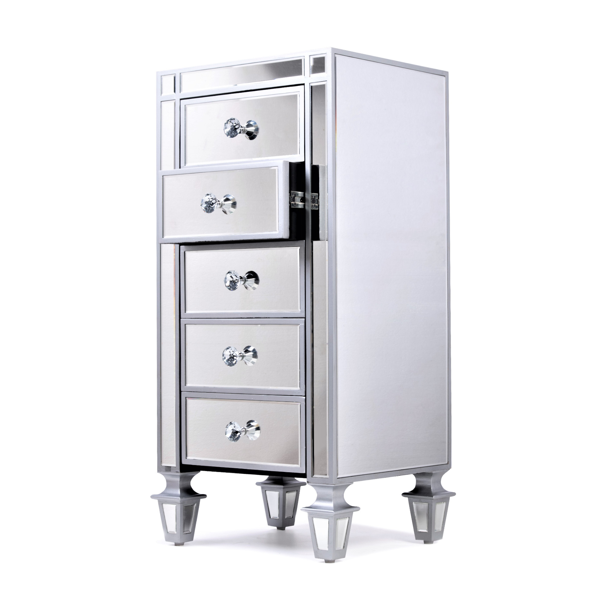 AVIVANA Mirrored Chest Of Drwaers With Mirrored Furniture