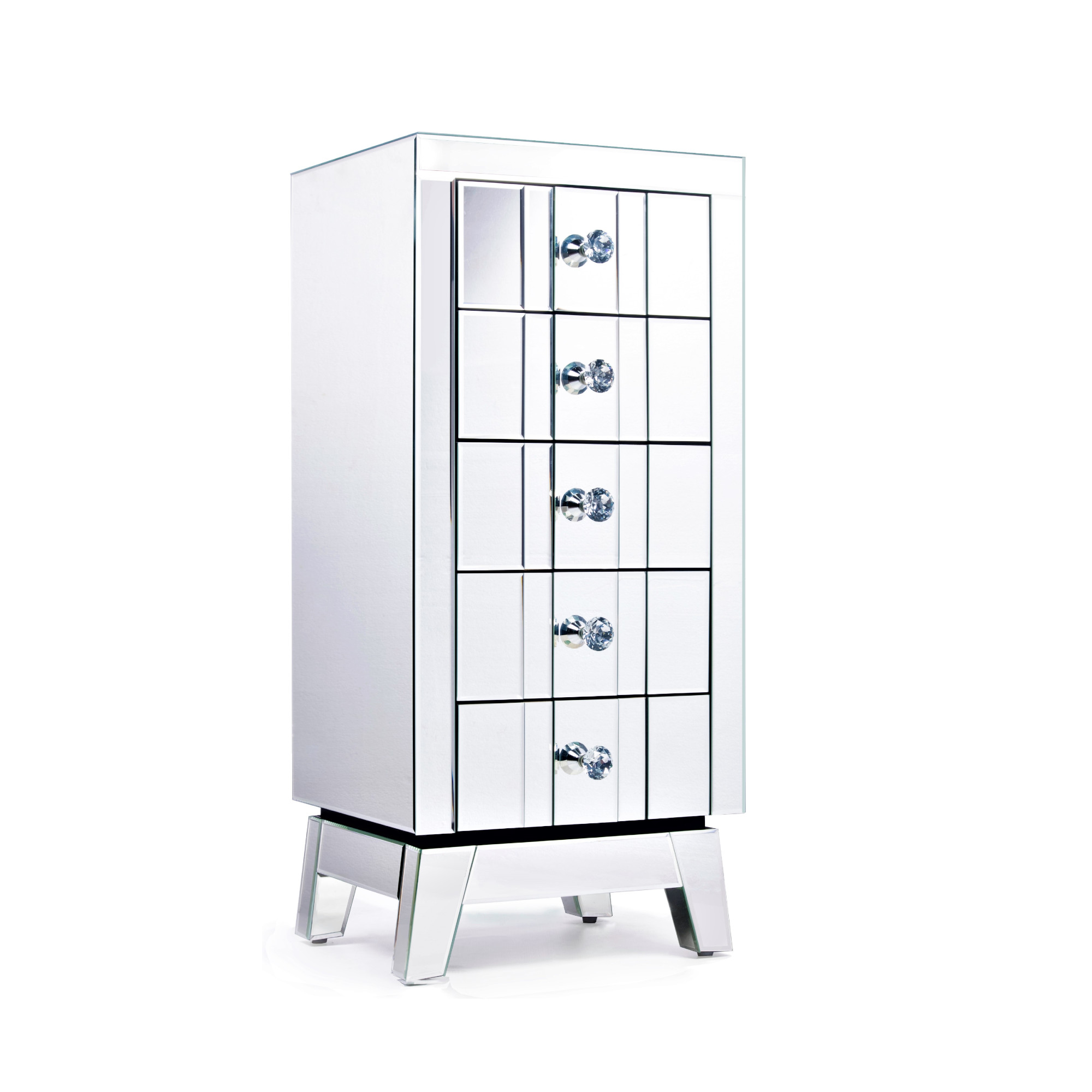 AVIVANA Mirrored Chest Of Drwaers With Mirrored Furniture