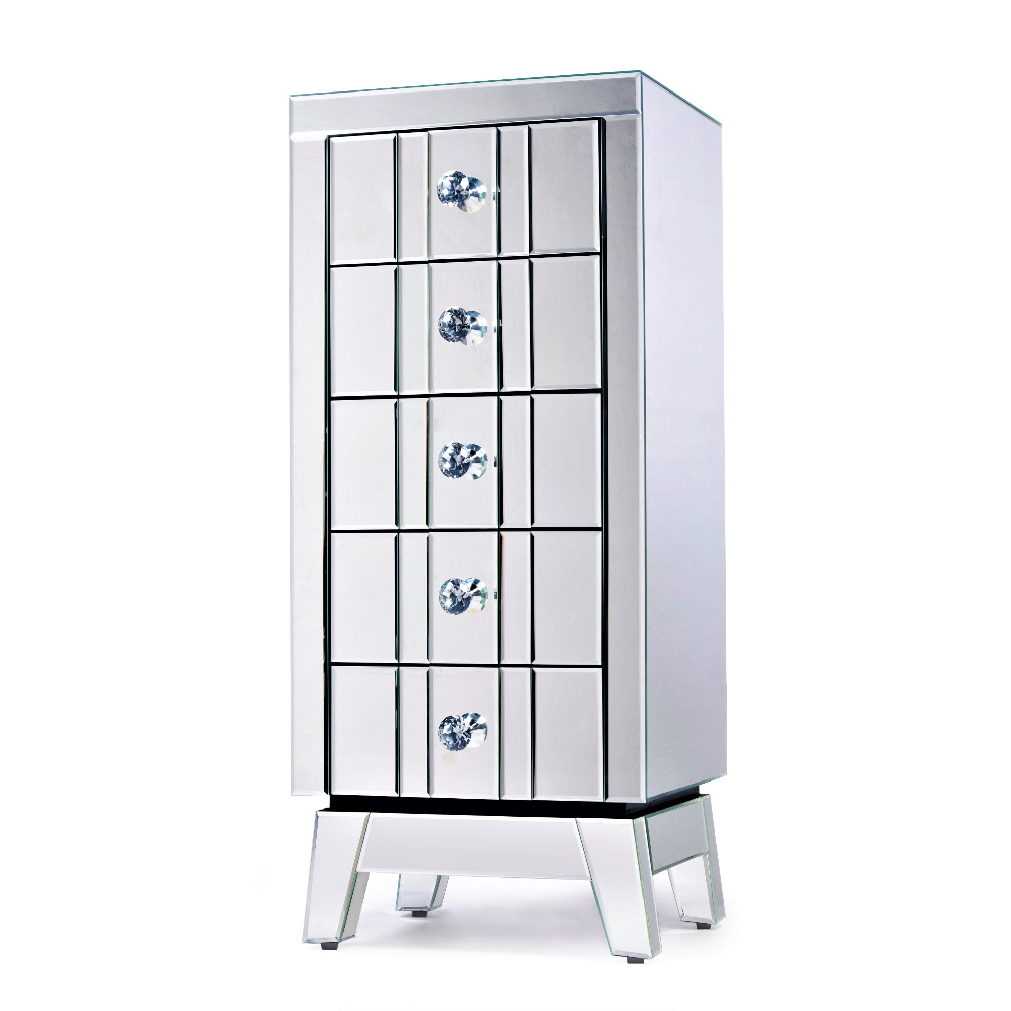 AVIVANA Mirrored Chest Of Drwaers With Mirrored Furniture