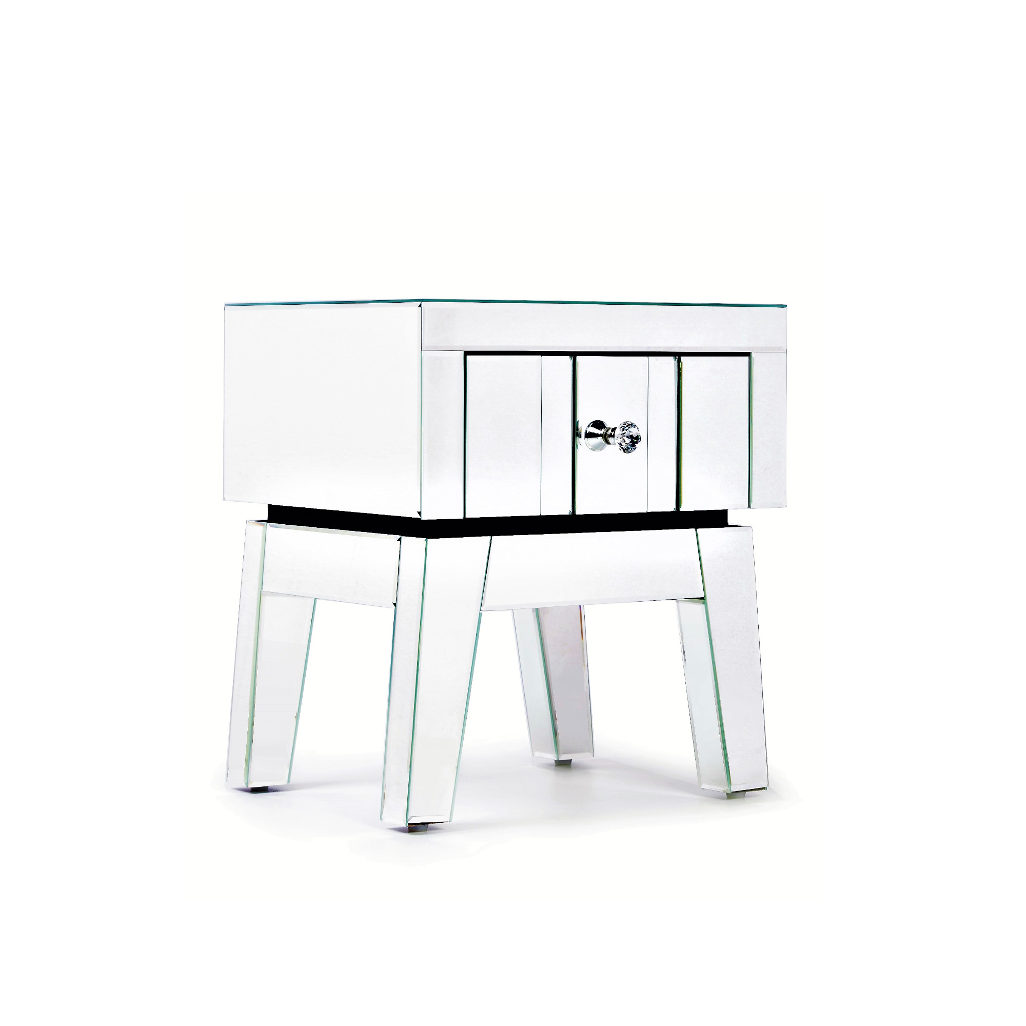 DEVINA Mirrored Bedside End Table