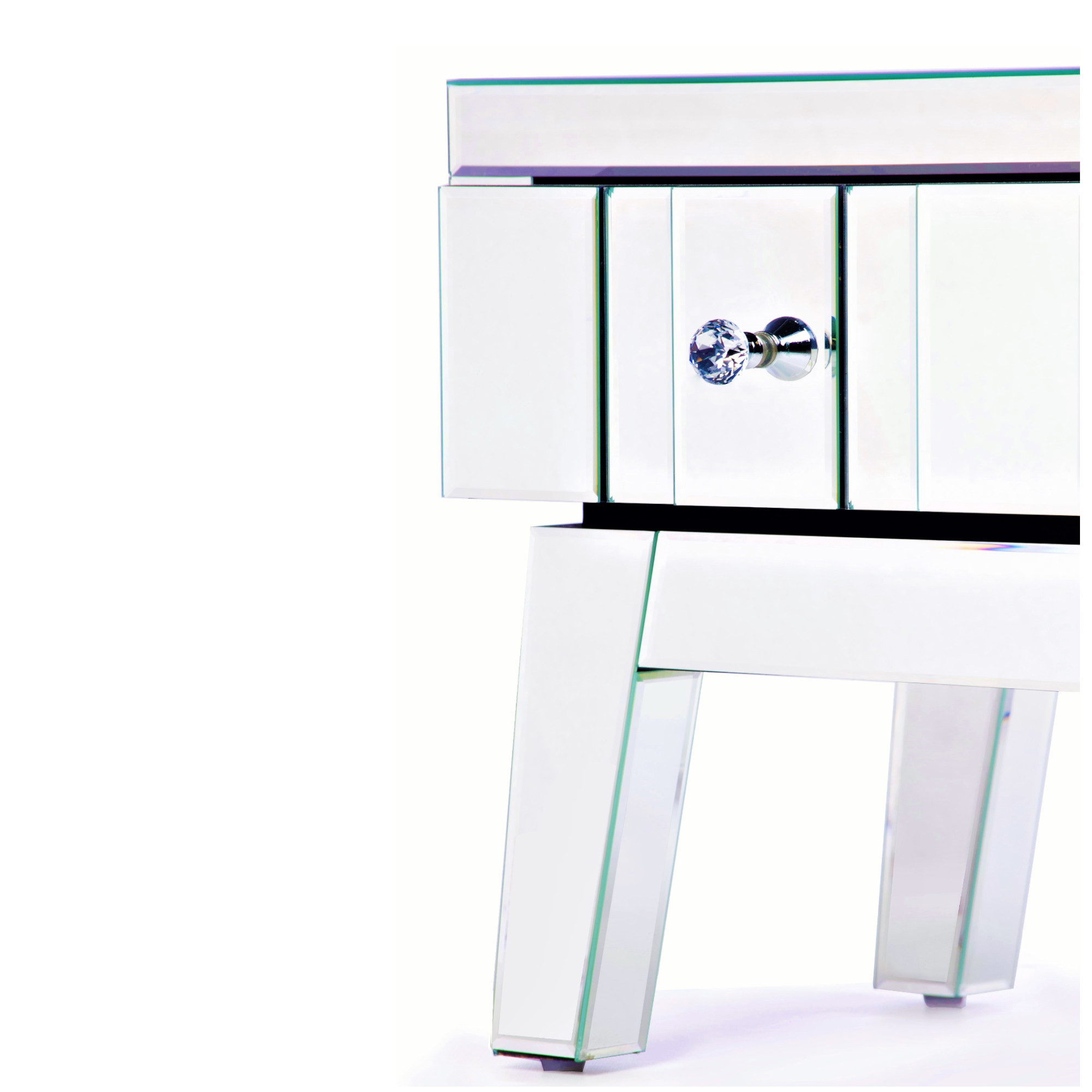 DEVINA Mirrored Bedside End Table