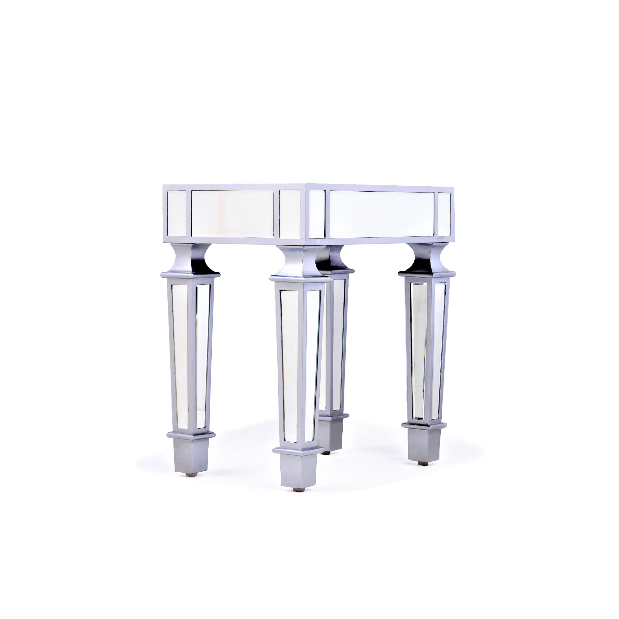 DEVINA Metallic Mirrored Bedside End Table