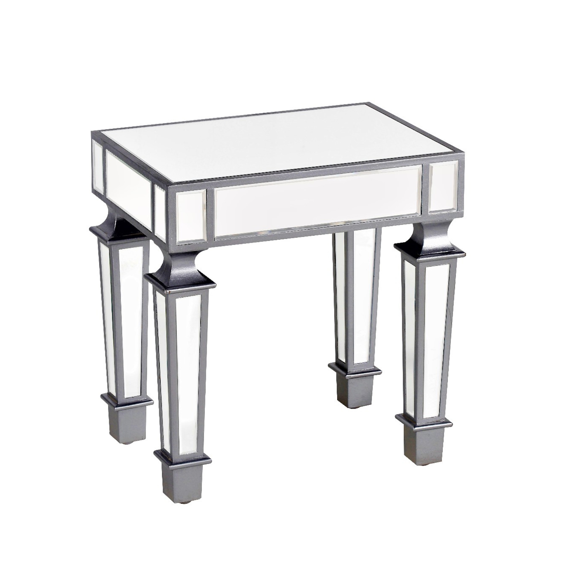 DEVINA Metallic Mirrored Bedside End Table