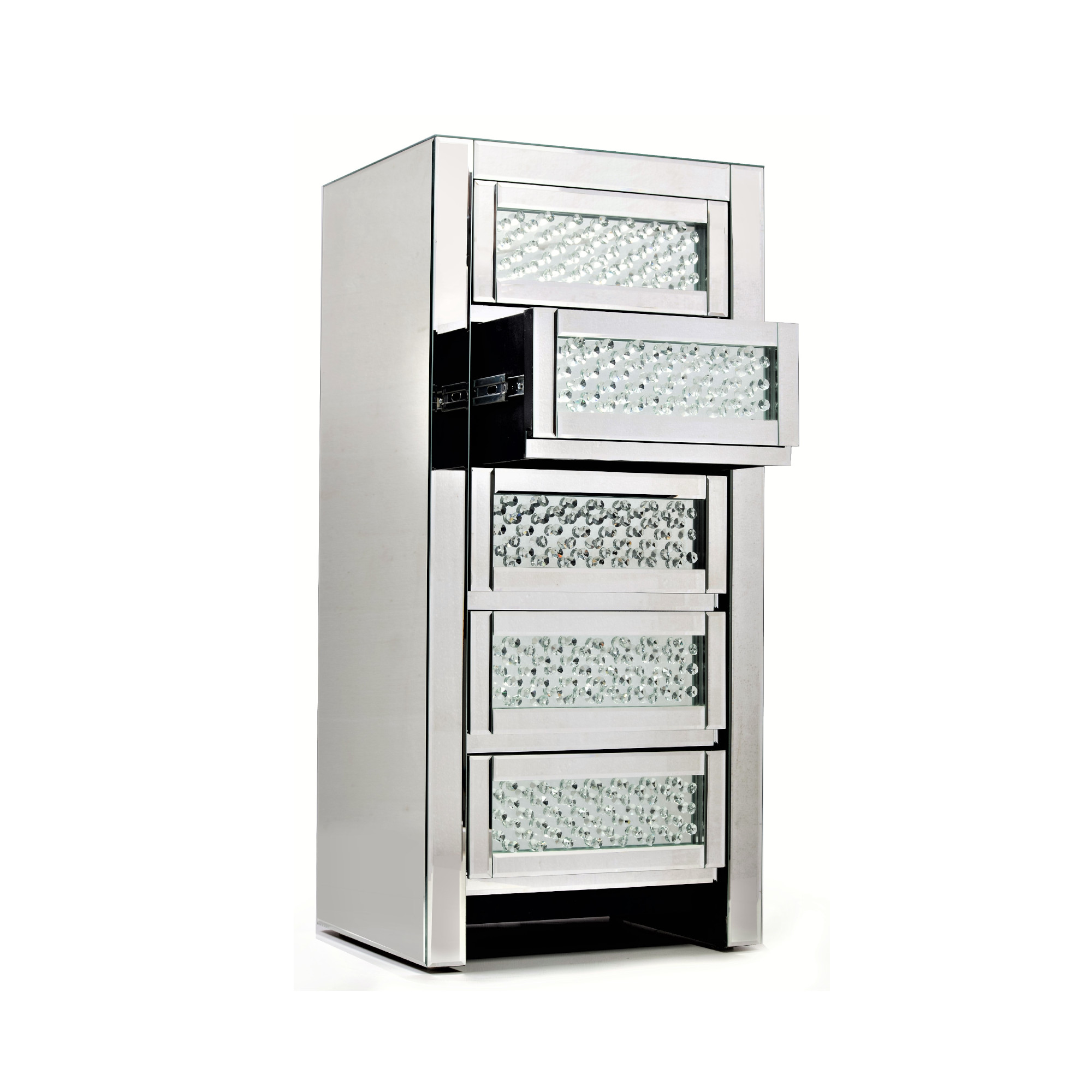 AVIVANA Mirrored Chest Of Drwaers With Mirrored Furniture