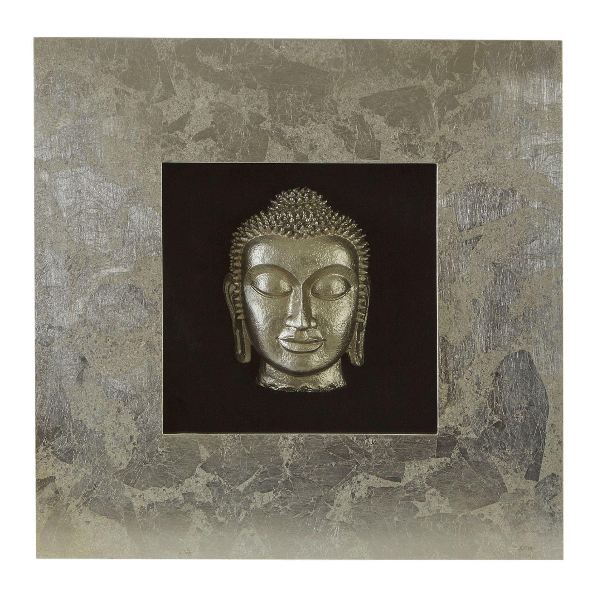 Silver Samadhi Buddha Wall Art - BBWLRT38