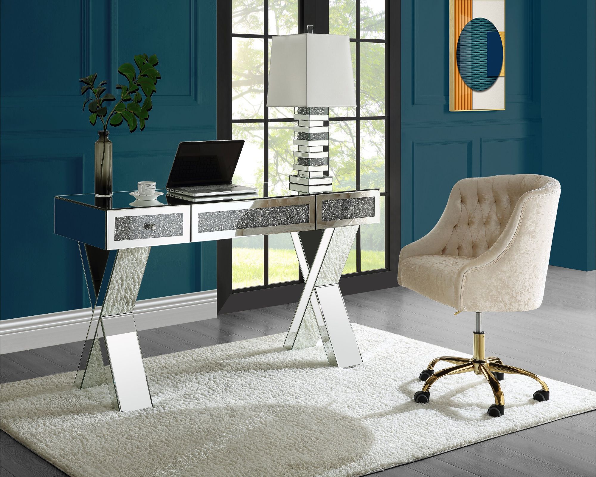 BERMAN Mirrored Console Table Desk