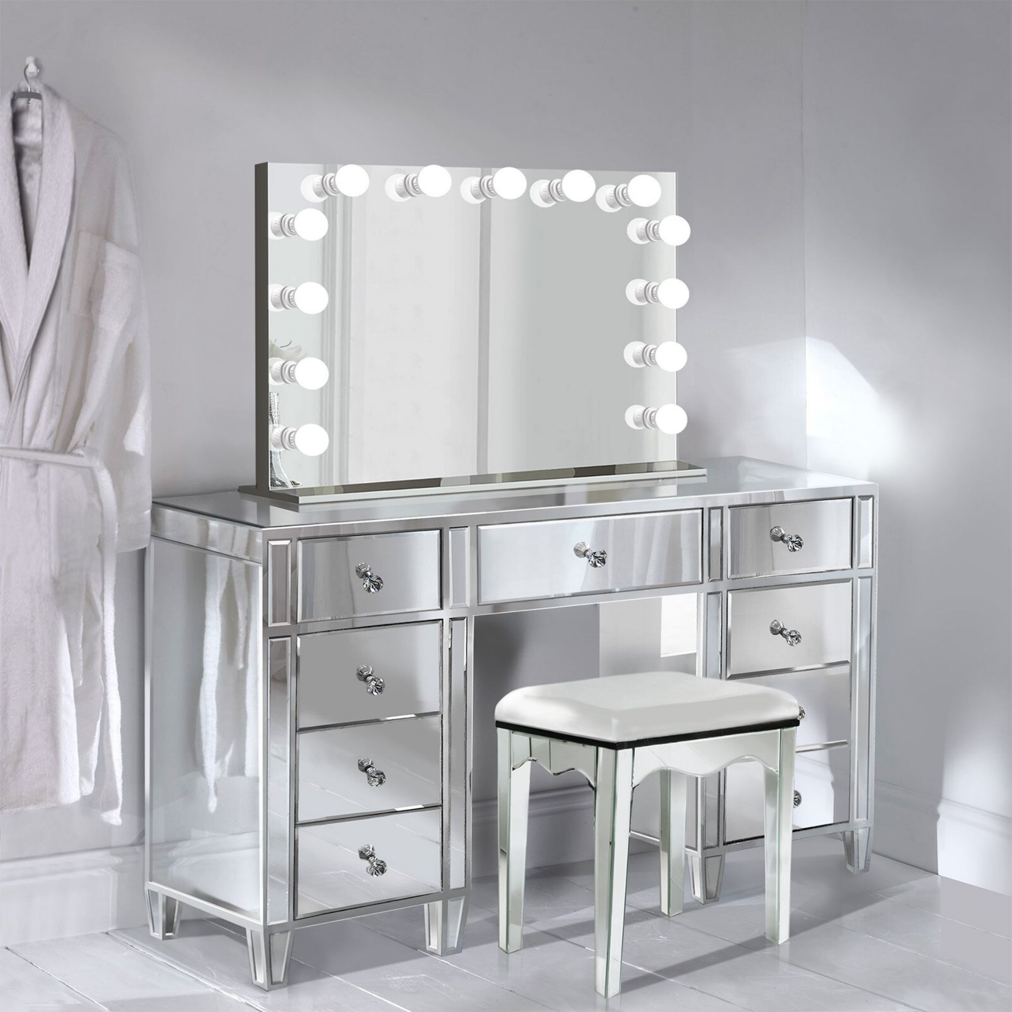 DEVINA Mirrored Vanity Station Set