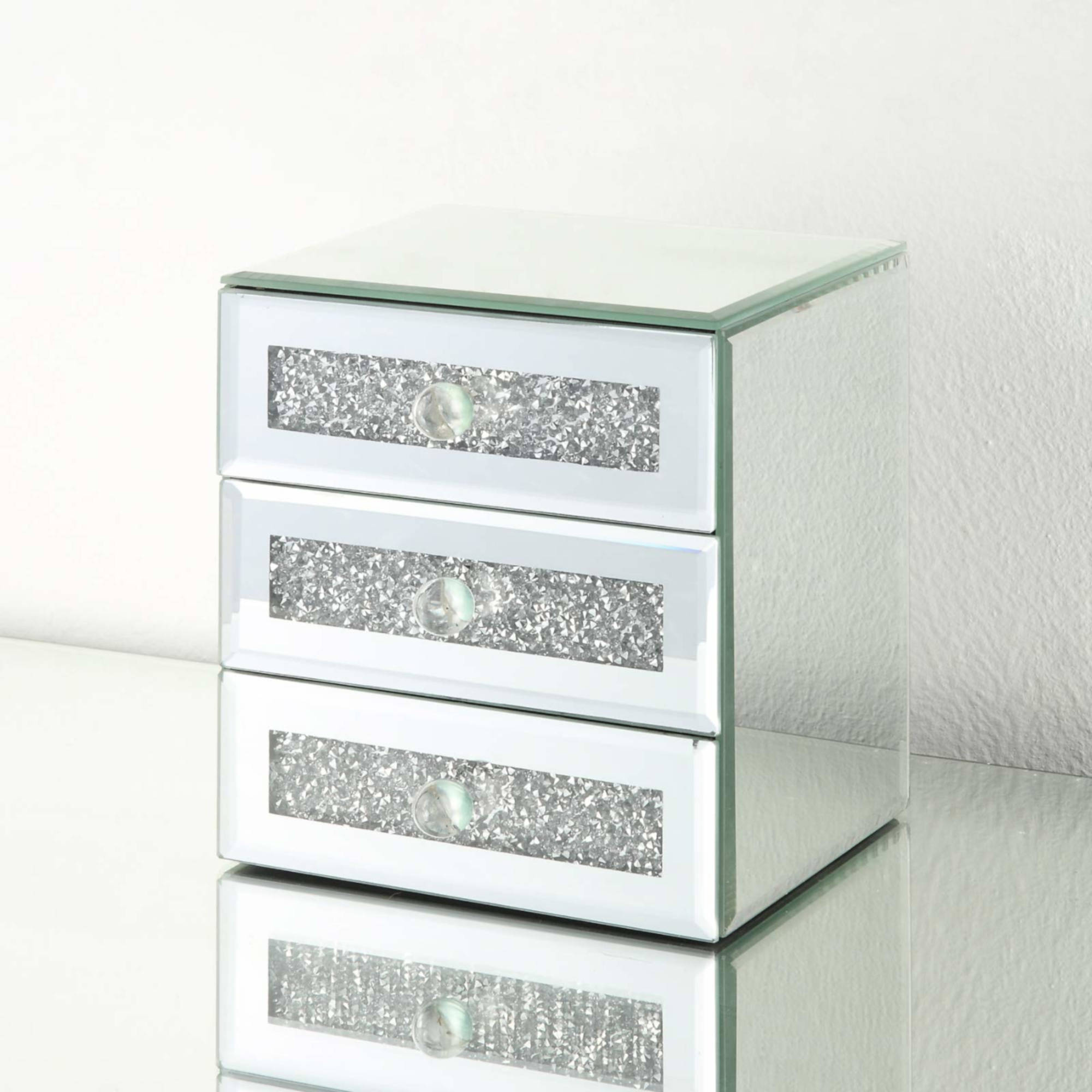 ELAN Diamond Crush Mirrored Jewelry Box Set